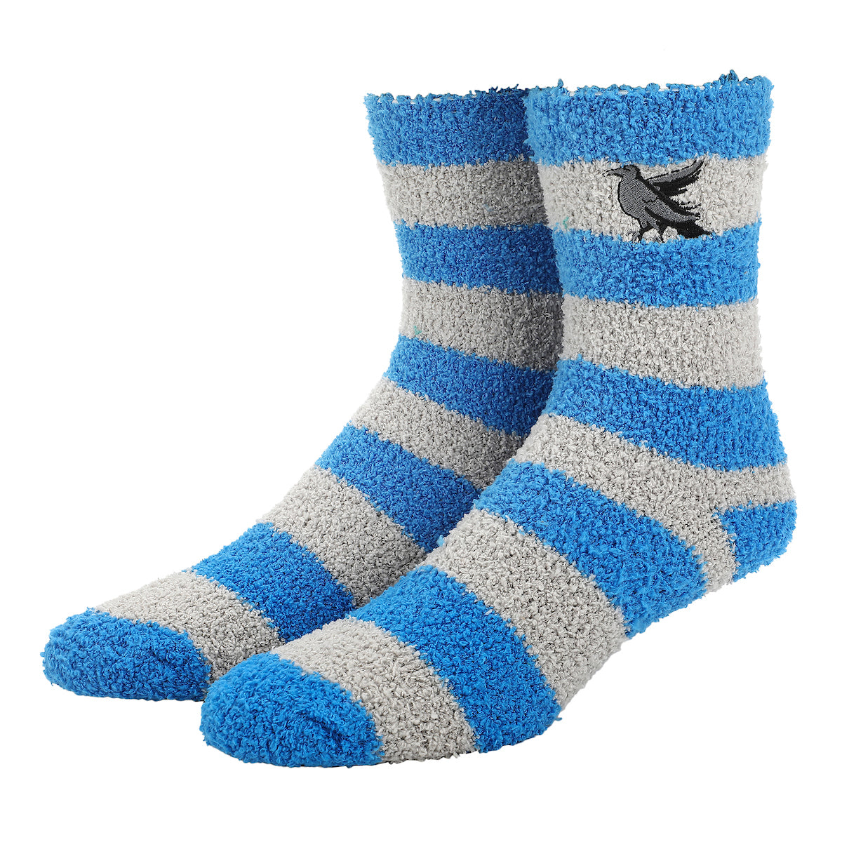 Harry Potter Ravenclaw Raven Mascot Adult Blue & Gray Striped Chenille Crew Socks