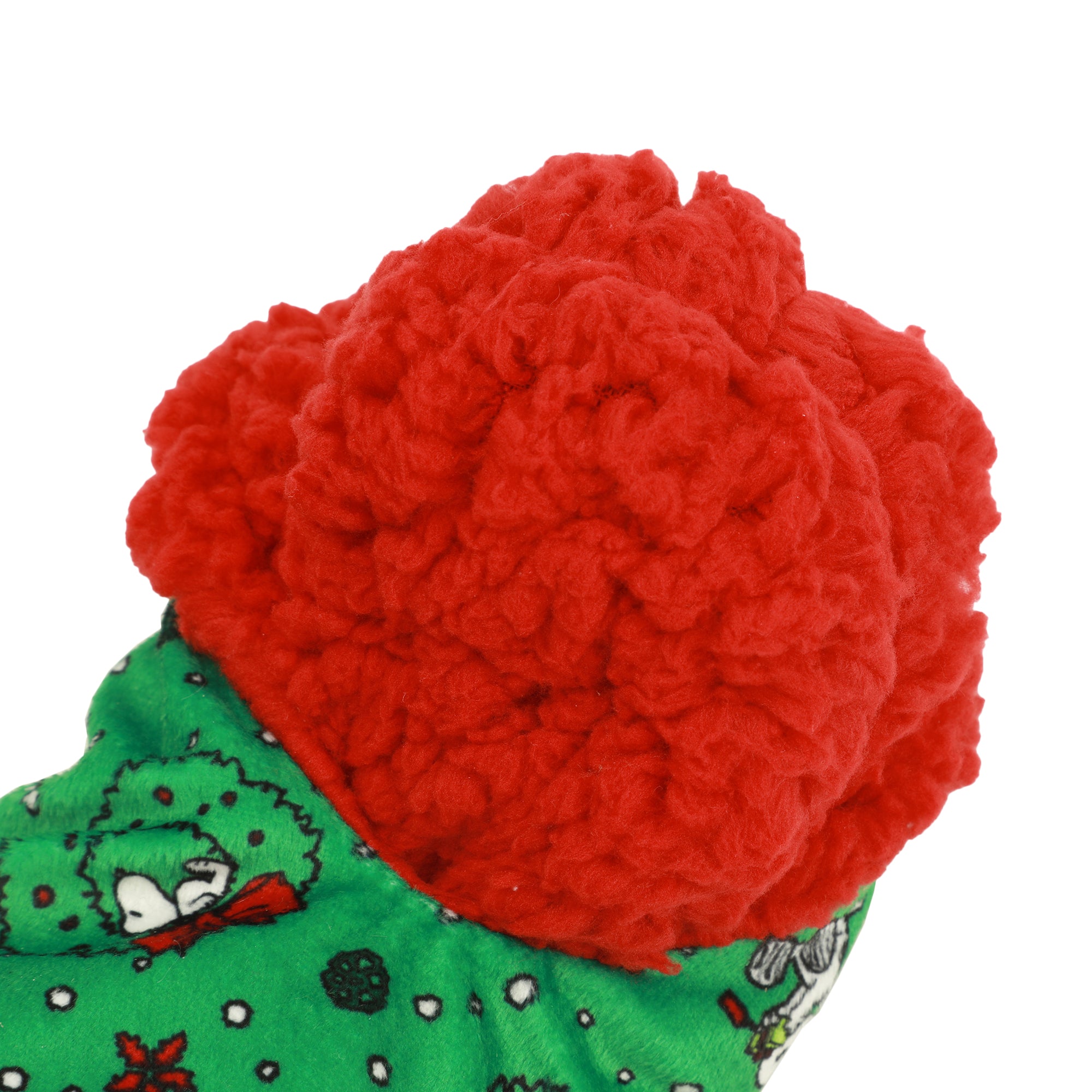 Peanuts Snoopy Holiday Print Youth Green Slipper Socks