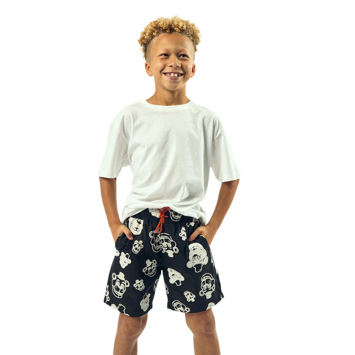 Five Nights At Freddy's Color-Changing Freddy Character Heads Boy's Black Boardshorts
