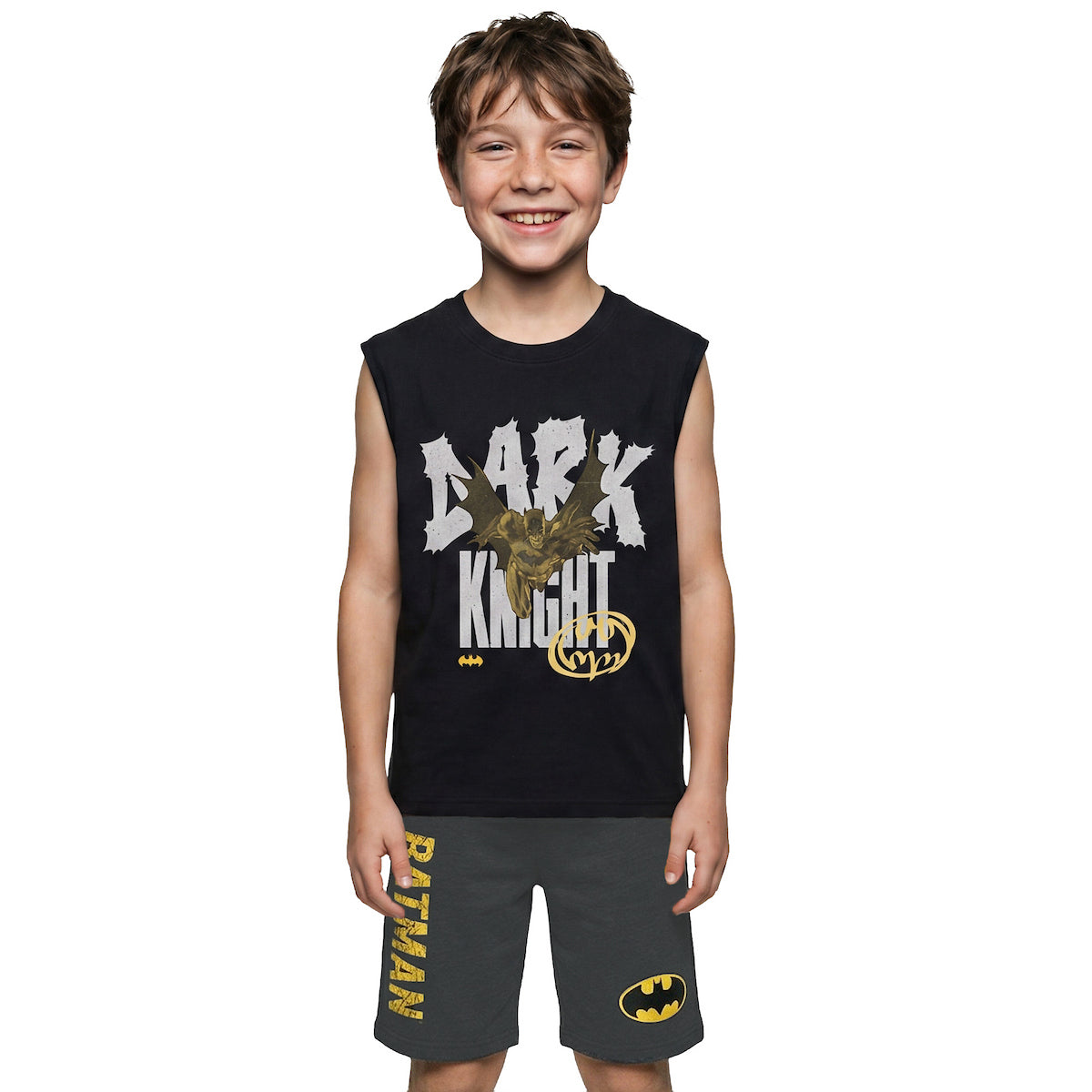 Batman Dark Knight Boy's 3-Pack Tee Muscle Shirt & Shorts Combo Set