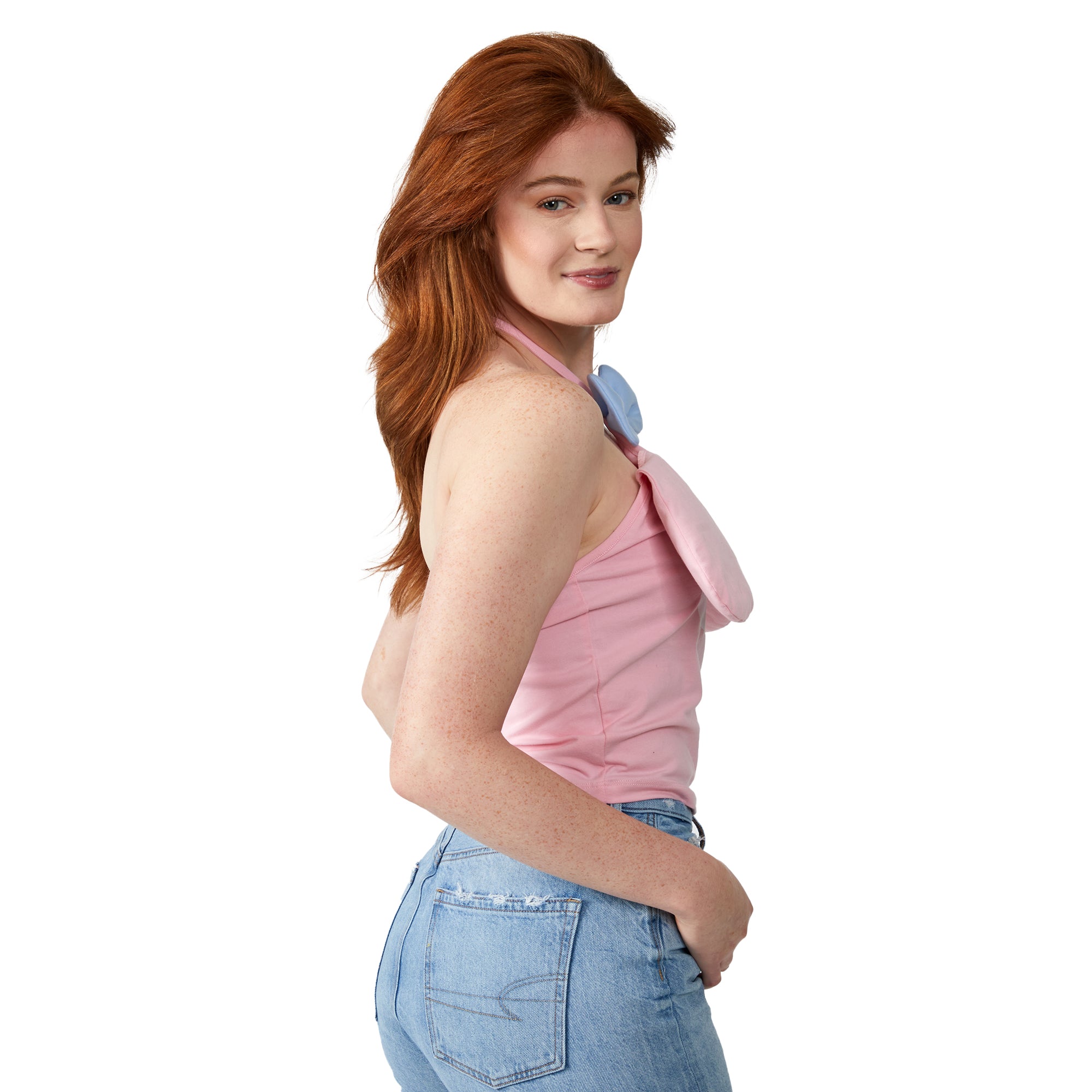 My Melody Character Face With 3D Ears & Bow Sleeveless Pink Women's Tube Top