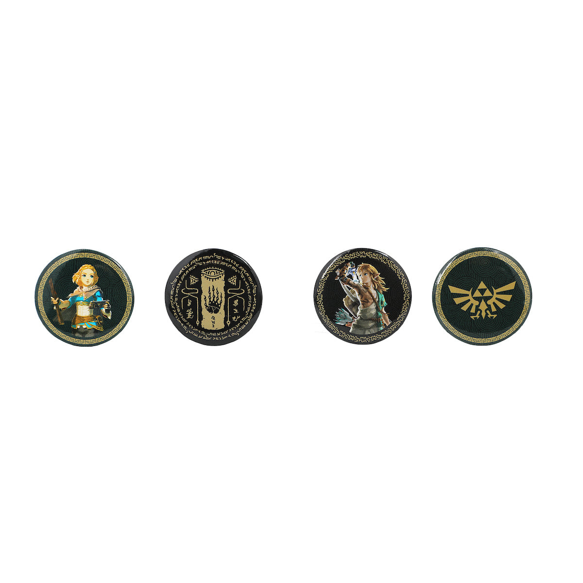 Zelda Tears of the Kingdom Button Pack - Authentication Crest Link Zelda and Hyrule Crest (4-Pack)