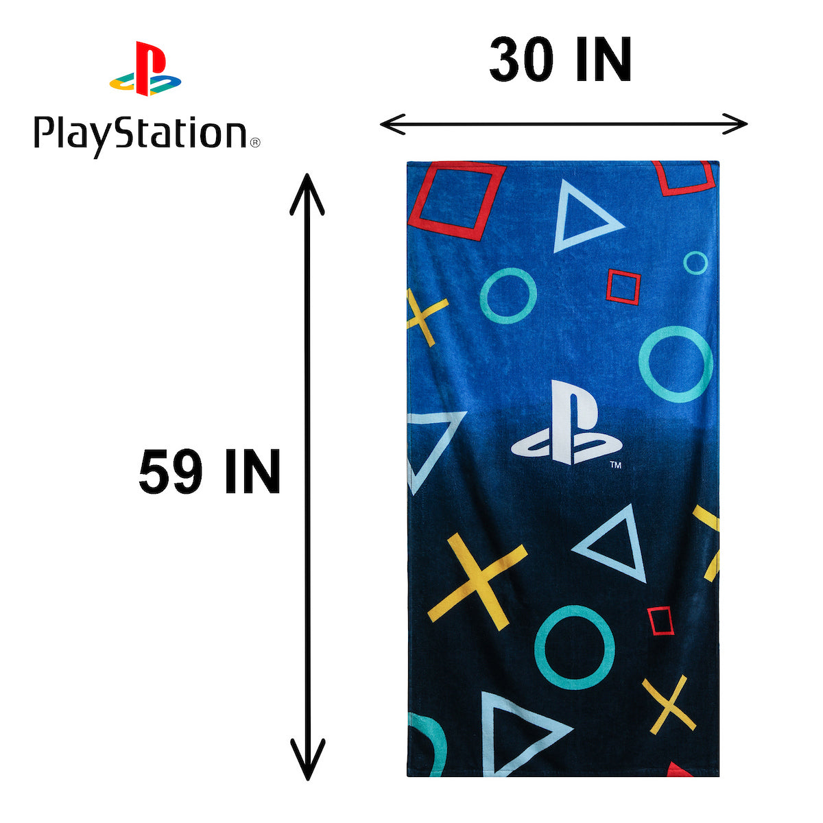 Official PlayStation Towel | Super Soft Feel PS5 Gaming Design | Perfect For Home Bath Beach & Swimming Pool | One Size 30 x 59" | 100% Cotton