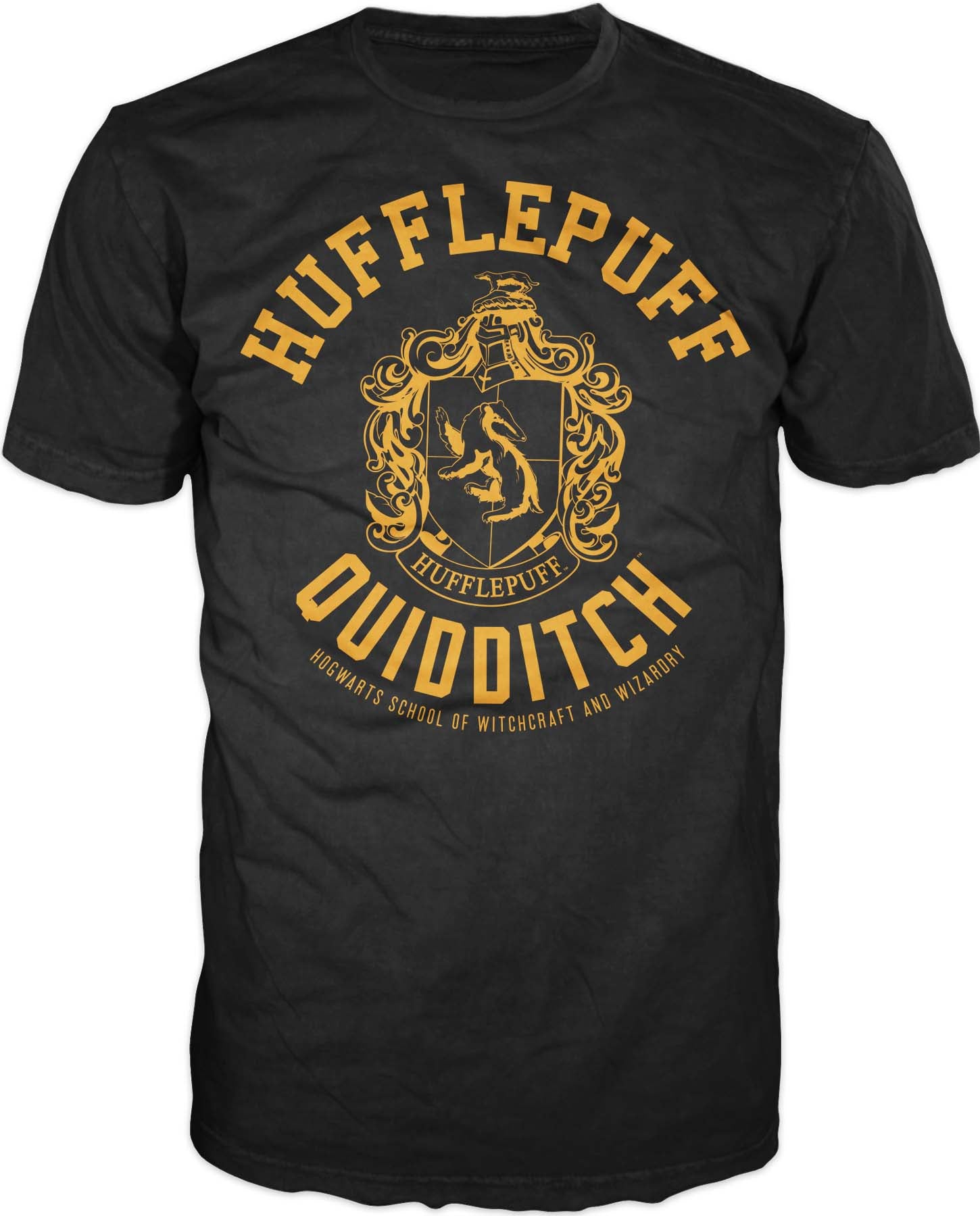 Harry Potter Hufflepuff House Quidditch Logo Mens Black Graphic Tee Shirt