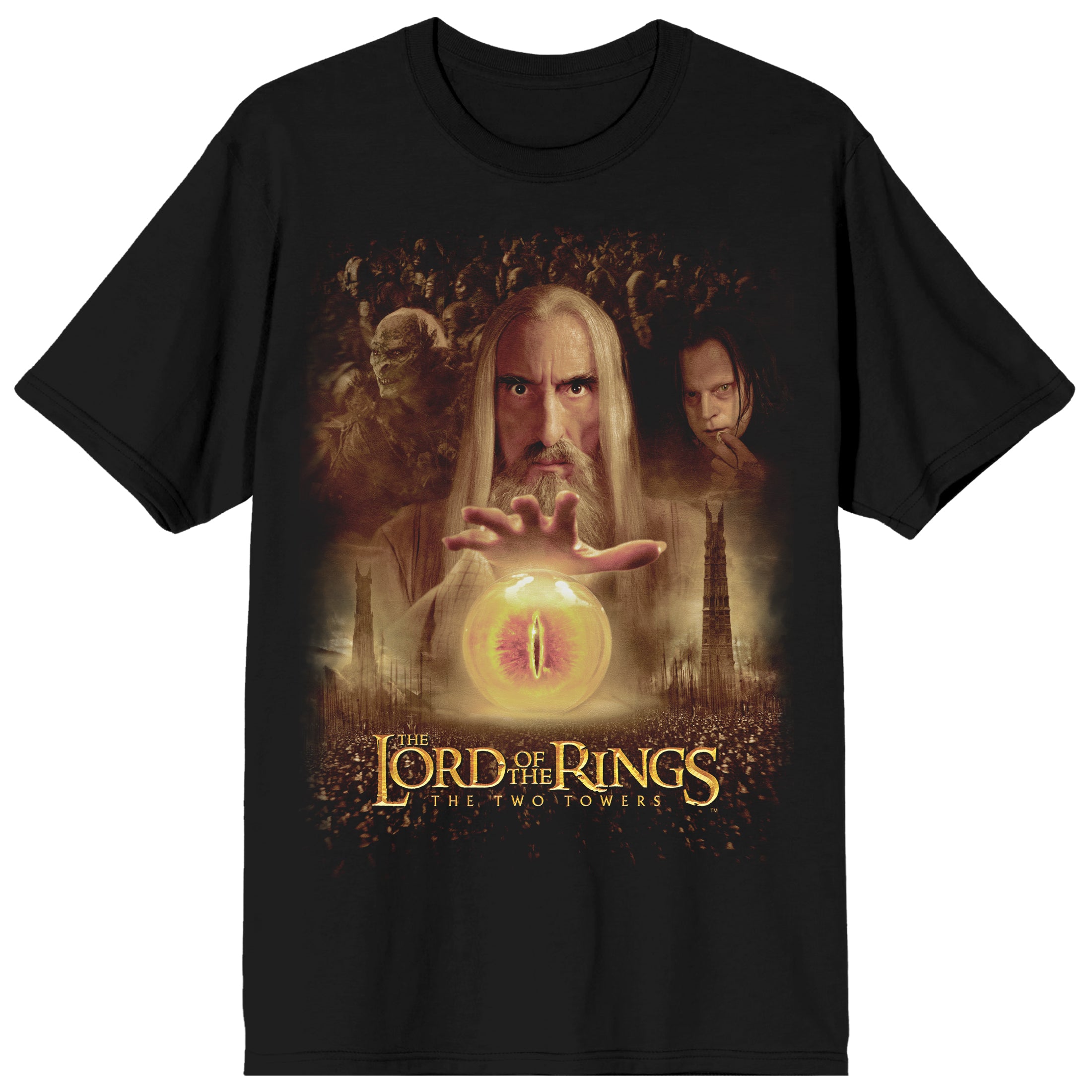 Lord Of The Rings Two Towers Saruman Poster Art Crew Neck Short Sleeve Men's Black T-shirt