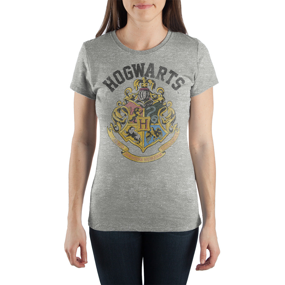 Hogwarts Crest Motto Draco Dormiens Nunquam Titillandus Women's Gray T-Shirt Tee Shirt Gift