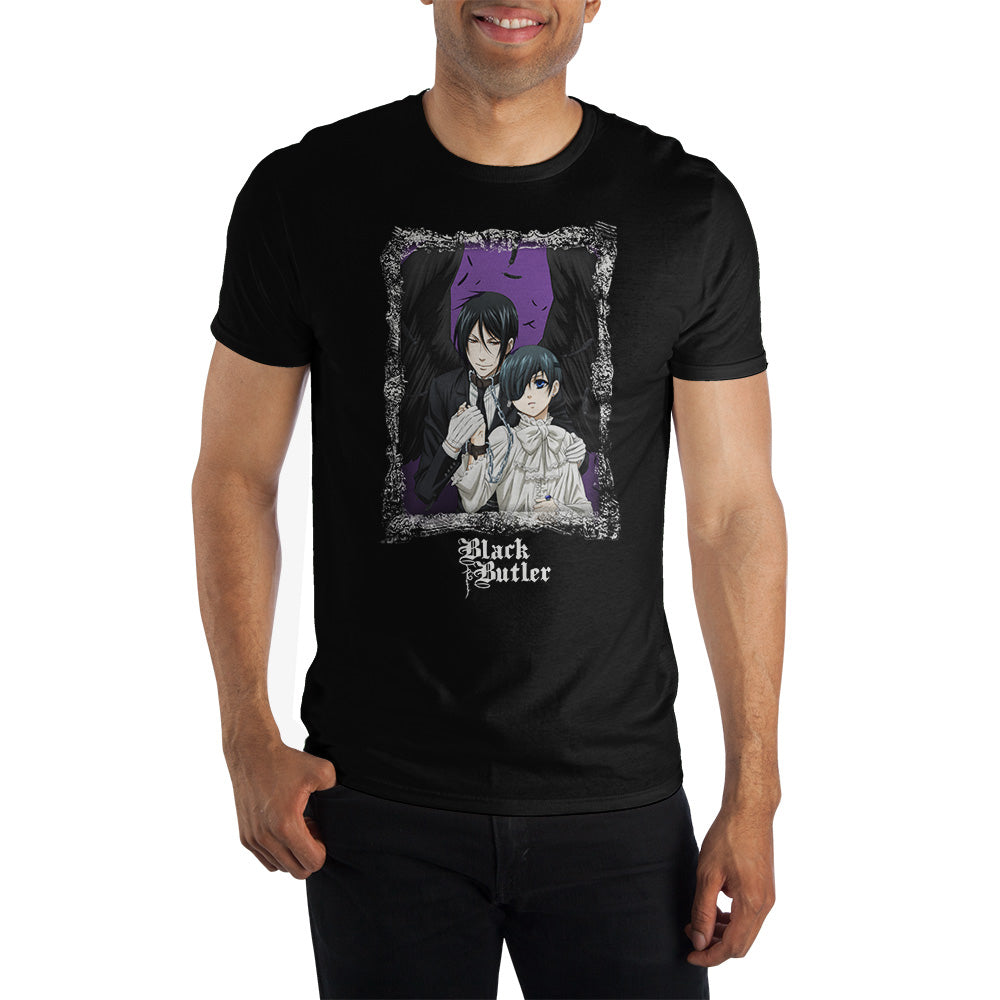 Black Butler Anime Mens Short Sleeve Black Graphic Tee