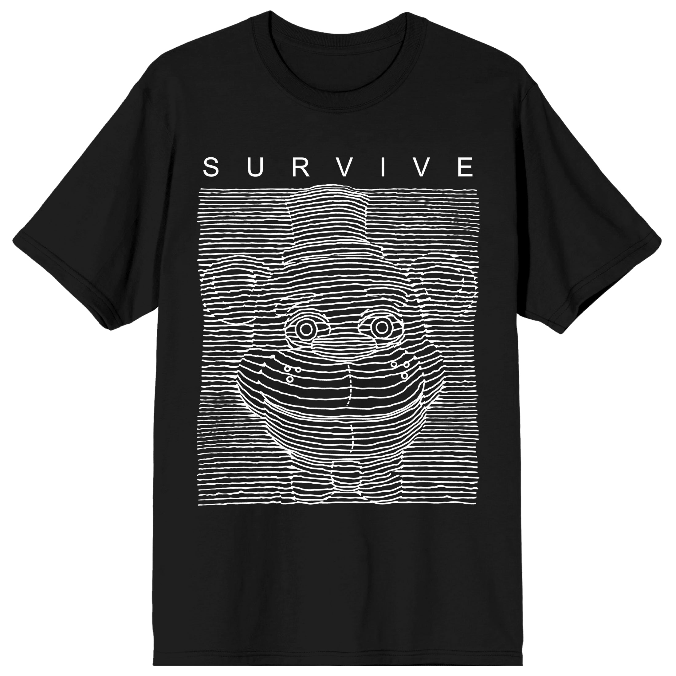 Five Nights Black and White Survive Shirt, Sketch White High Density Lines Design, T-Shirt with Message FNAF