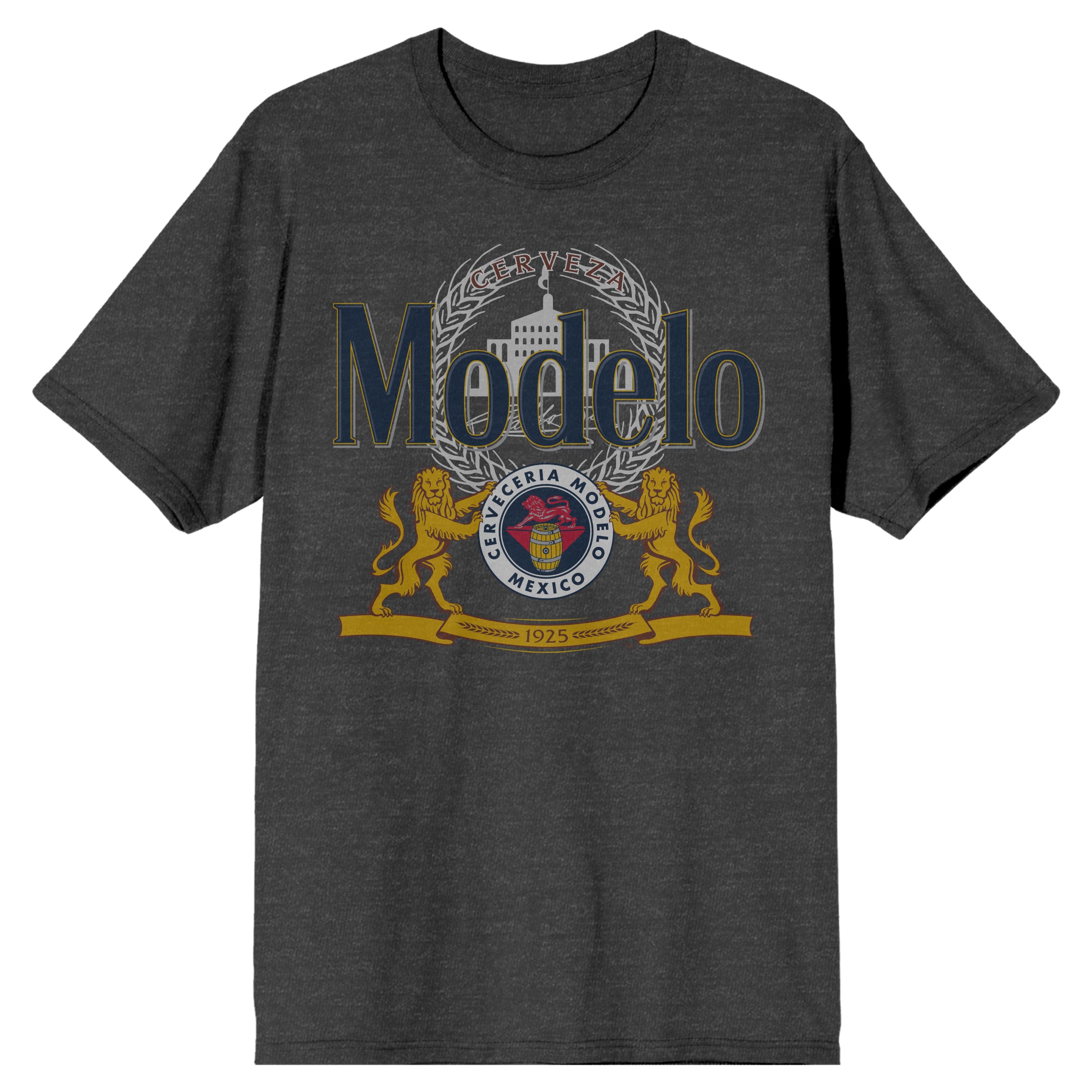 Modelo Beer Logo Crest Mens Charcoal Heather Graphic Tee