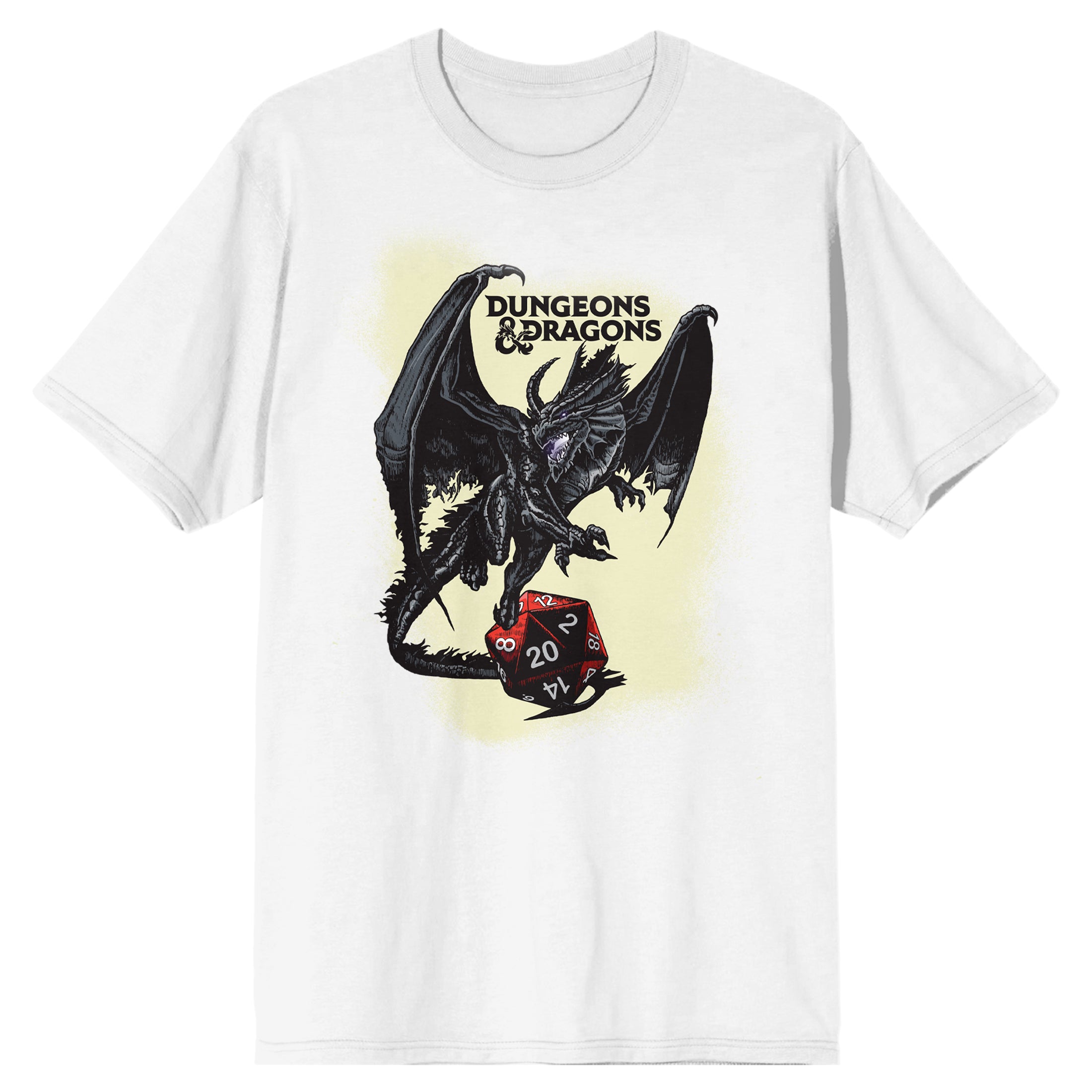 Dungeons & Dragons Black Dragon And Dice Men's White T-shirt