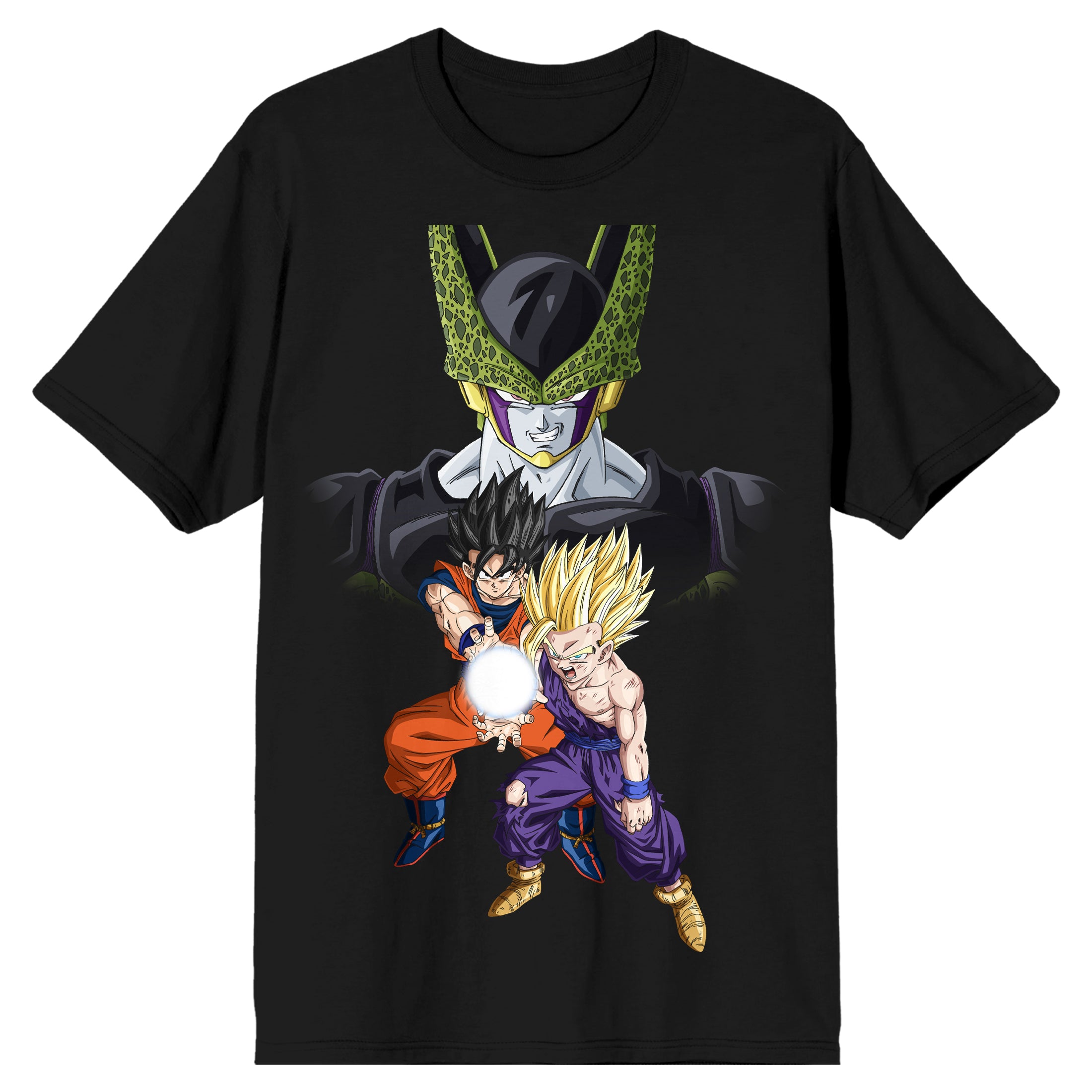Dragon Ball Z Cell Goku and Gohan Men's Black T-shirt