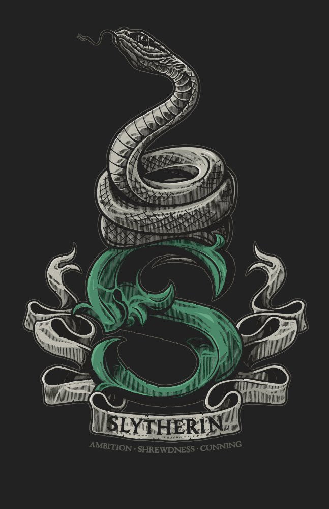 Harry Potter Slytherin Snake Men's Black T-shirt