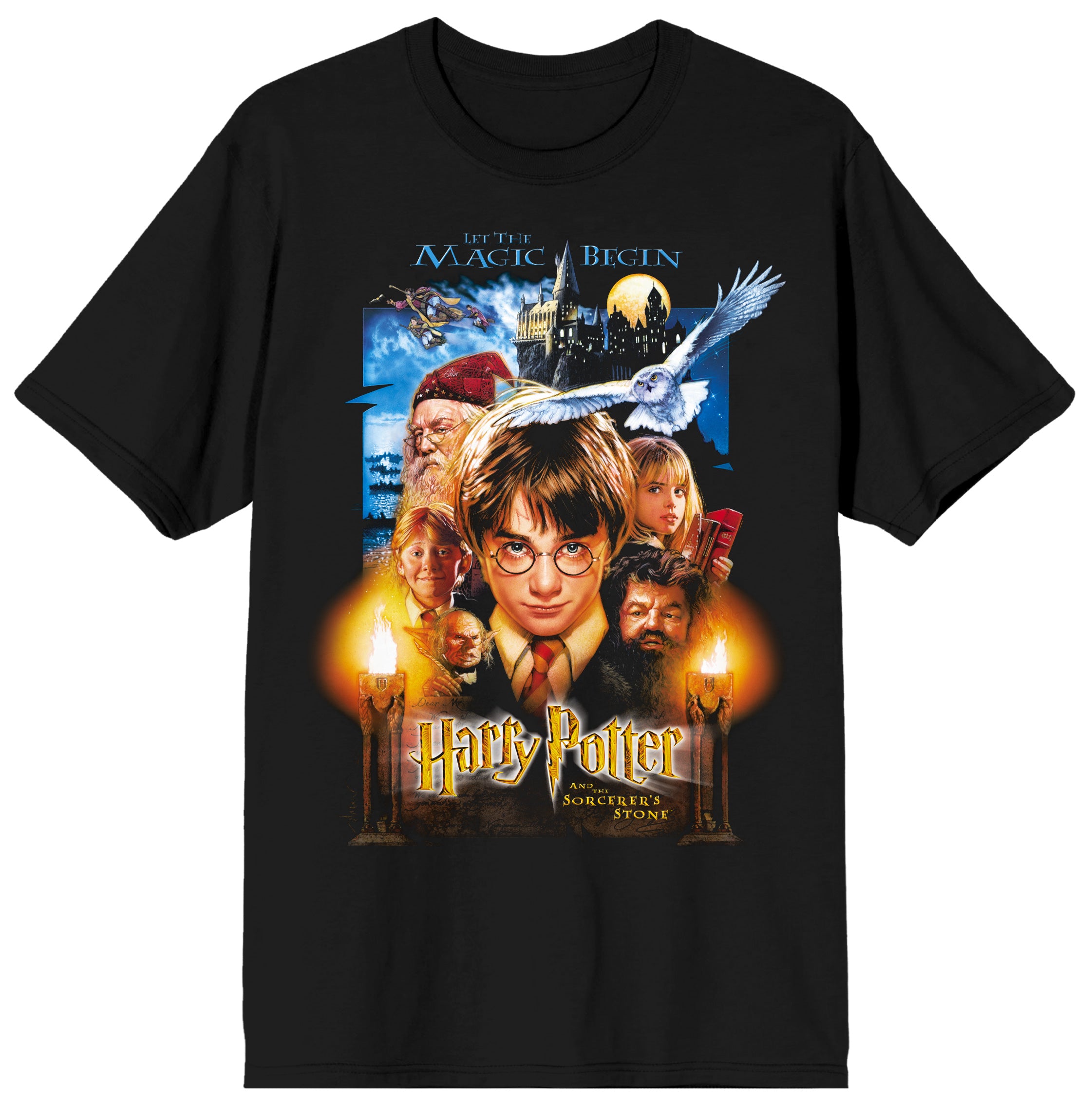 Men's Harry Potter Sorcerer's Stone Movie Poster Black Graphic Tee