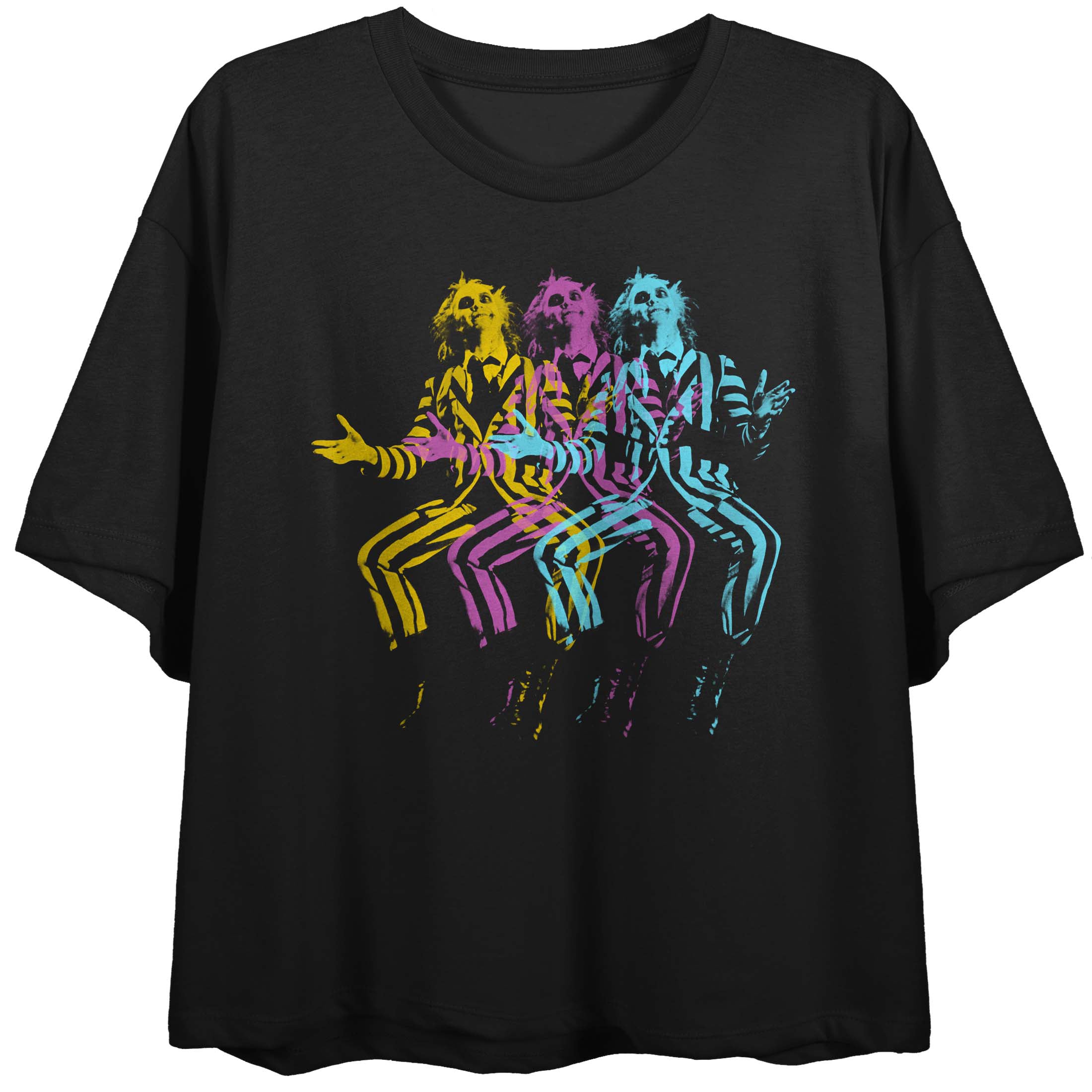 Beetlejuice Illusion Women's Black Short Sleeve Crop Tee