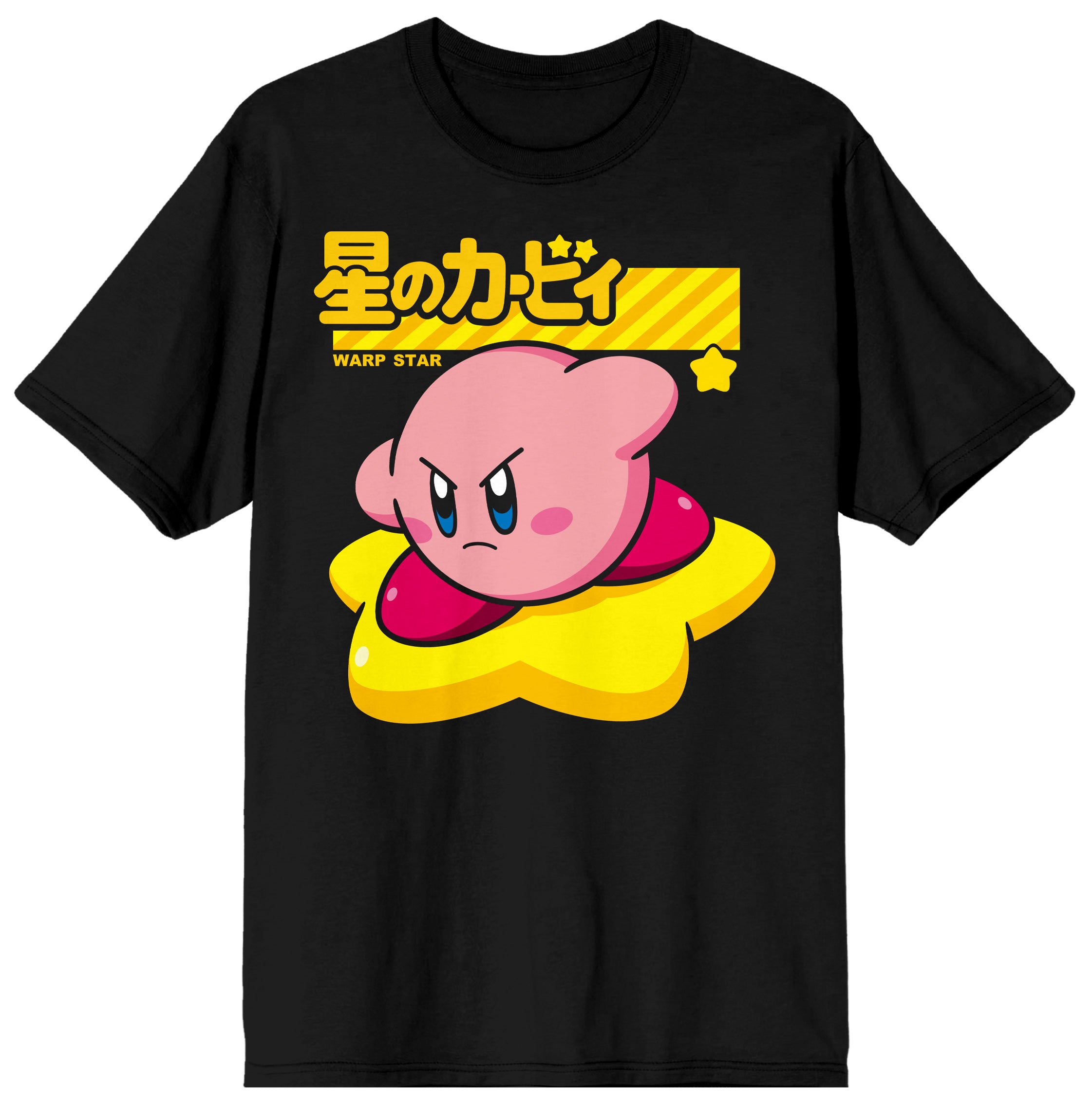 Mens Kirby Retro Video Game Character Black Graphic Tee Shirt