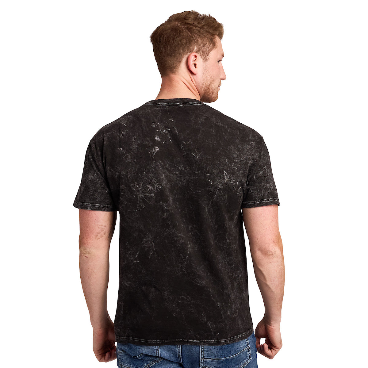 Jojo's Bizarre Adventure Group Shot Logo Text Adult Black Mineral Wash Crew Neck Short Sleeve T-shirt