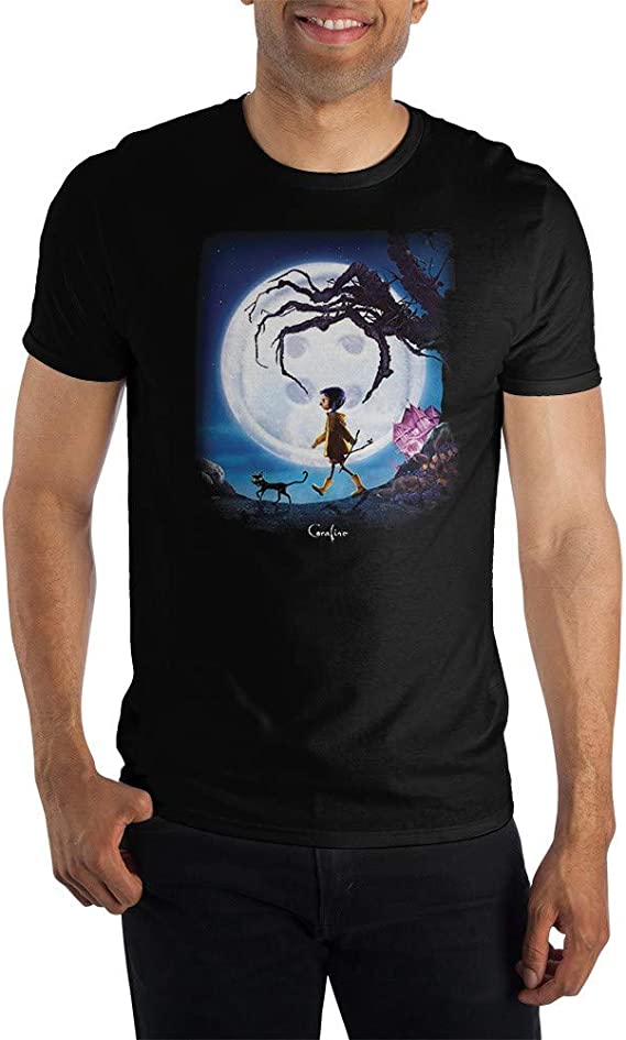 Coraline Animated Movie Mens Black Short Sleeve Graphic Tee