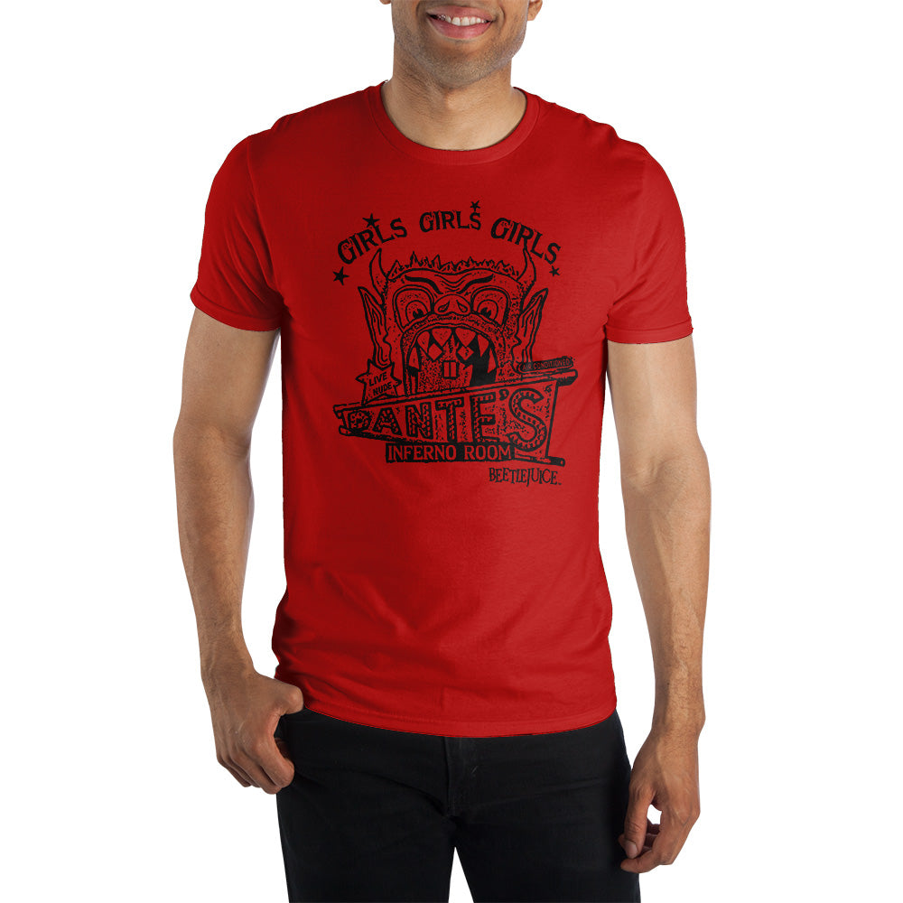 Beetlejuice Movie Dantes Inferno Room Mens Red Graphic Tee