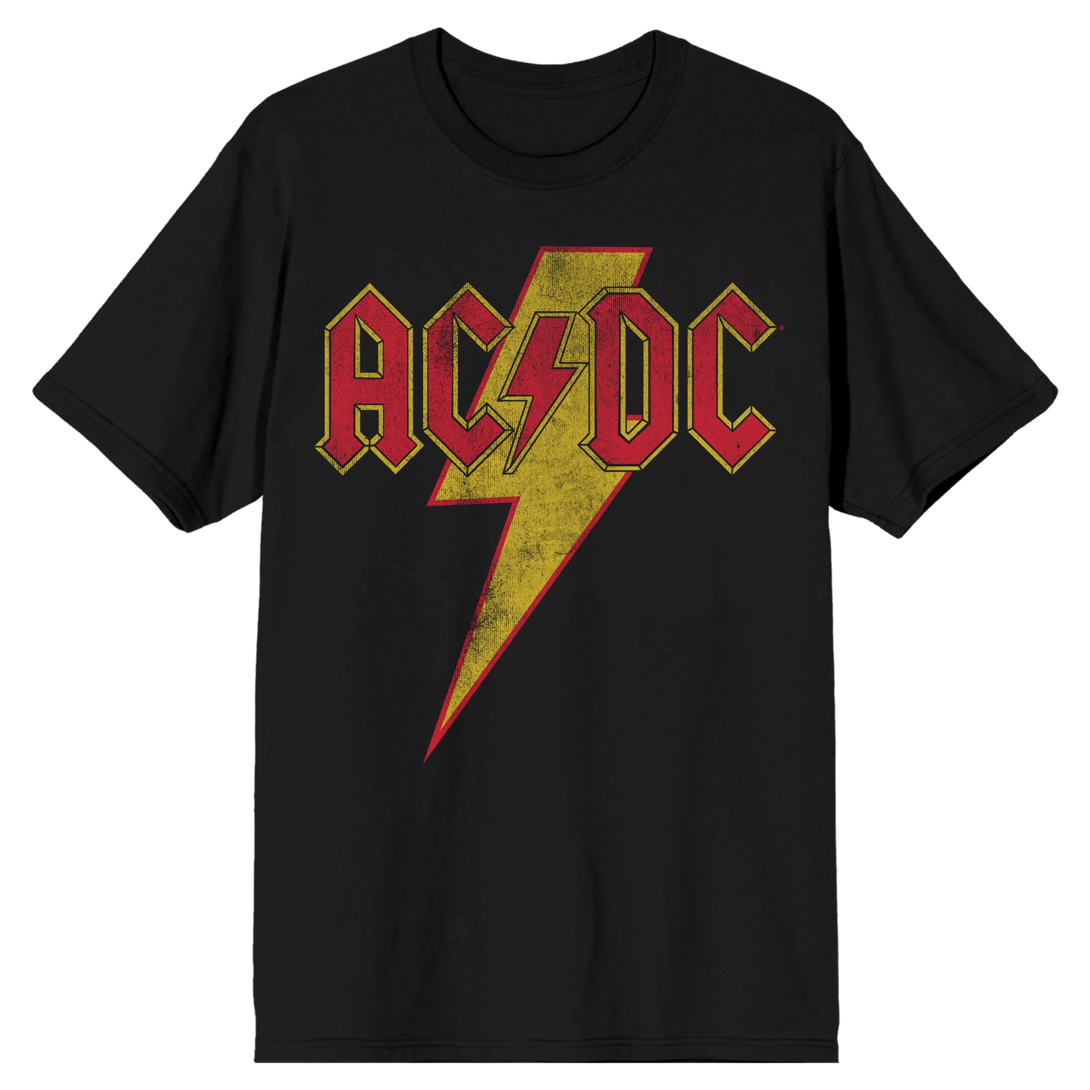 ACDC Vintage Lightning Bolt Logo Men's Charcoal Heather Crew Neck Short Sleeve T-shirt