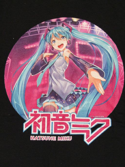 Sticker of an animated character with blue hair and a pink background, featuring the text 'Hatsune Miku'.