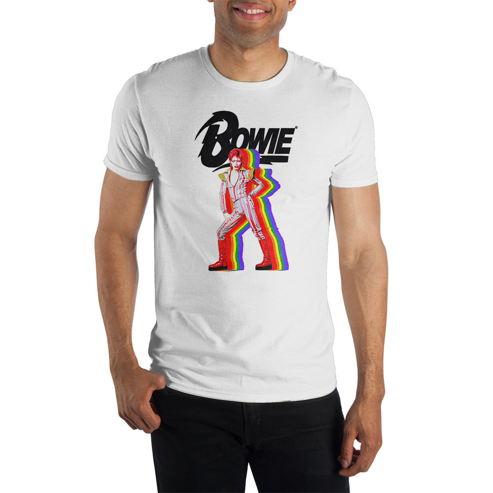 David Bowie Mens White Short Sleeve Graphic Tee