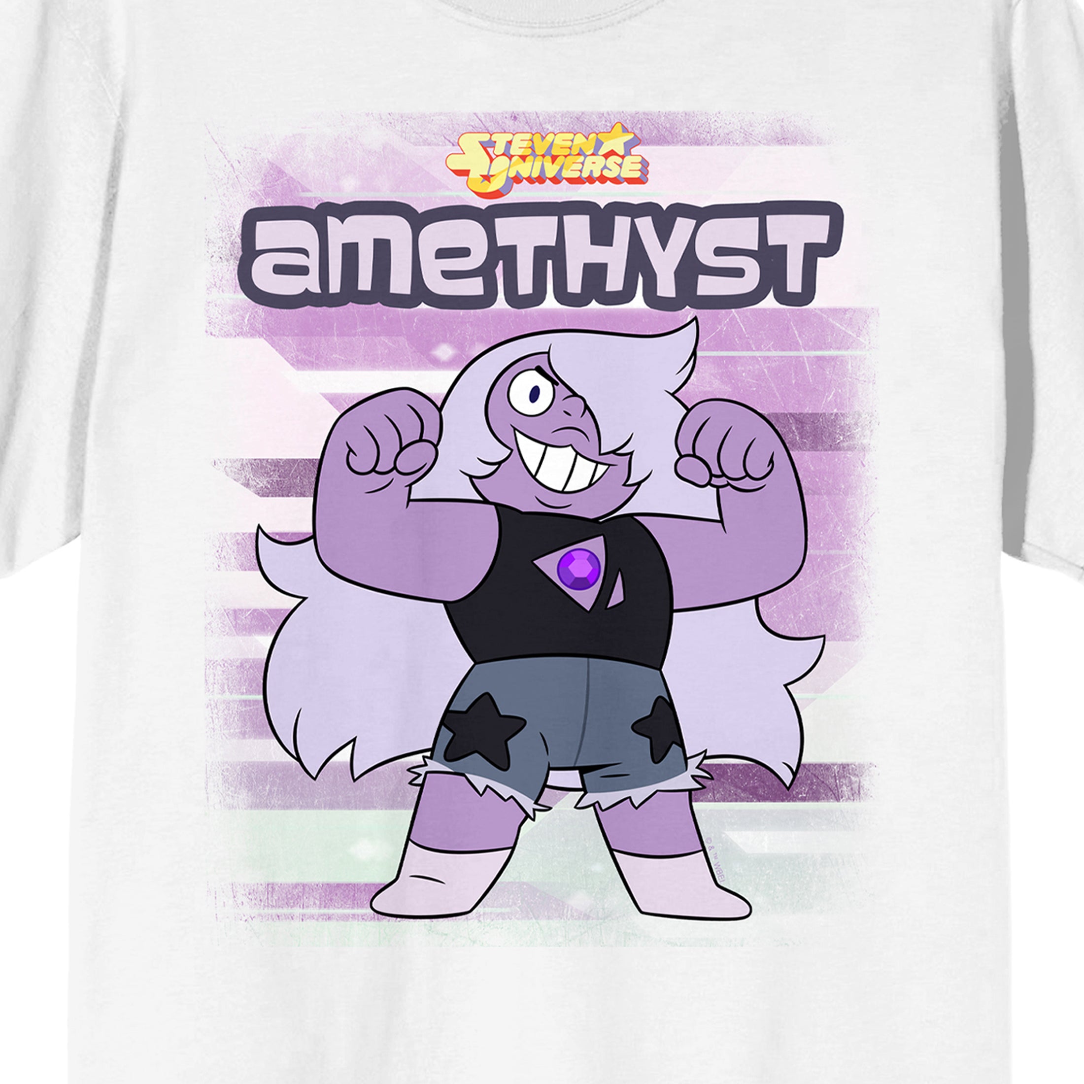 Steven Universe Amethyst Flexing Pose Adult White Short Sleeve Tee