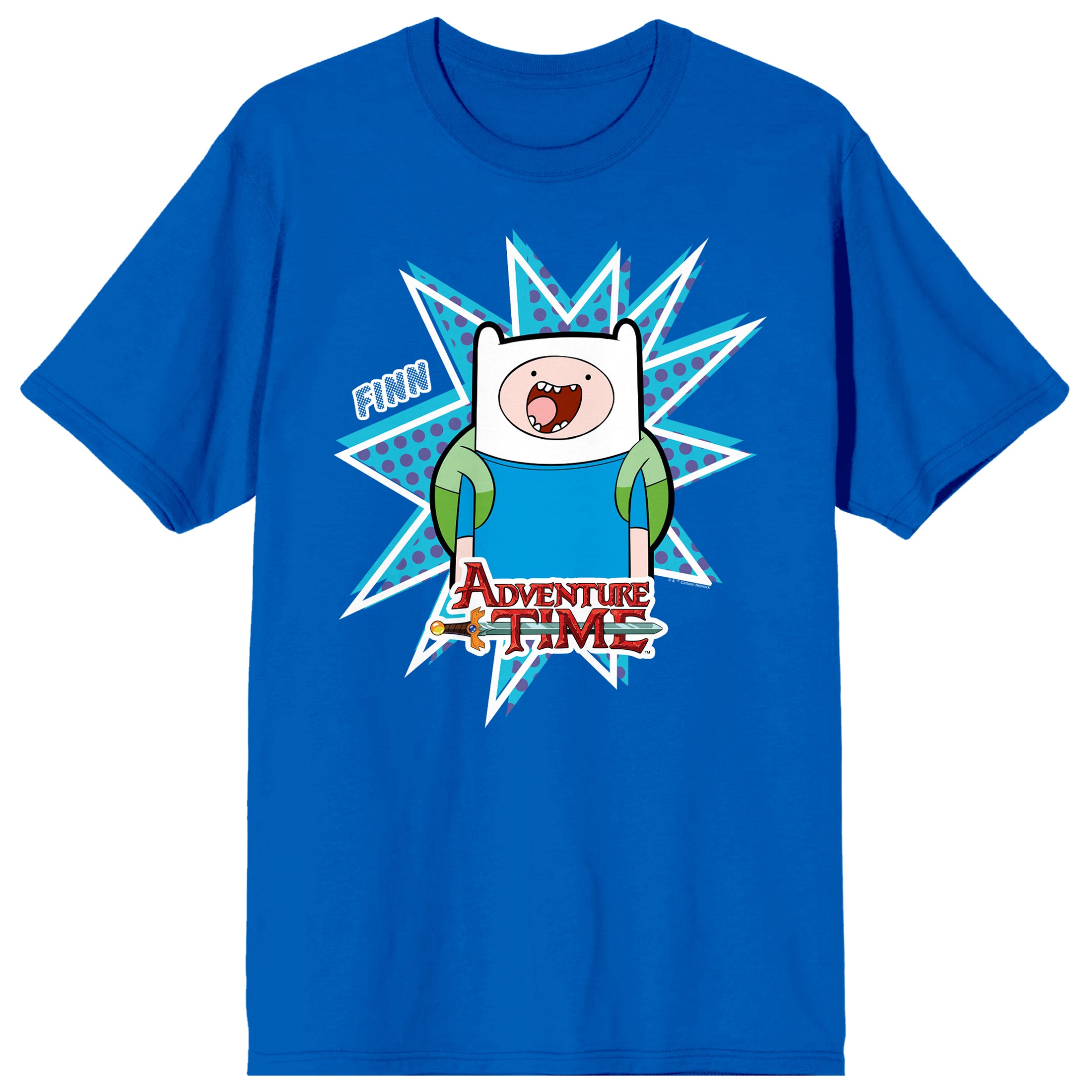 Adventure Time Finn Character Unisex Adult Royal Blue Short Sleeve Tee