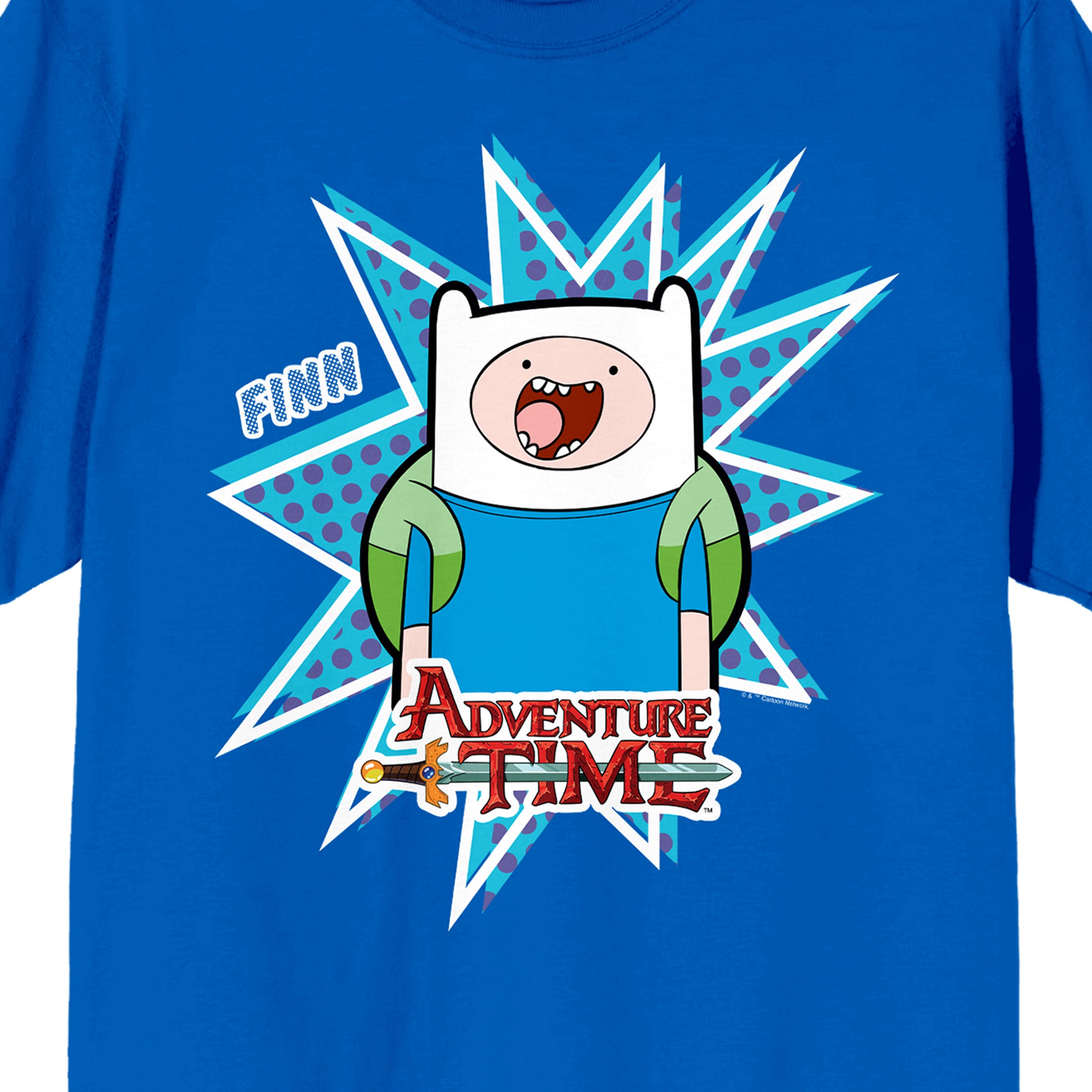 Adventure Time Finn Character Unisex Adult Royal Blue Short Sleeve Tee