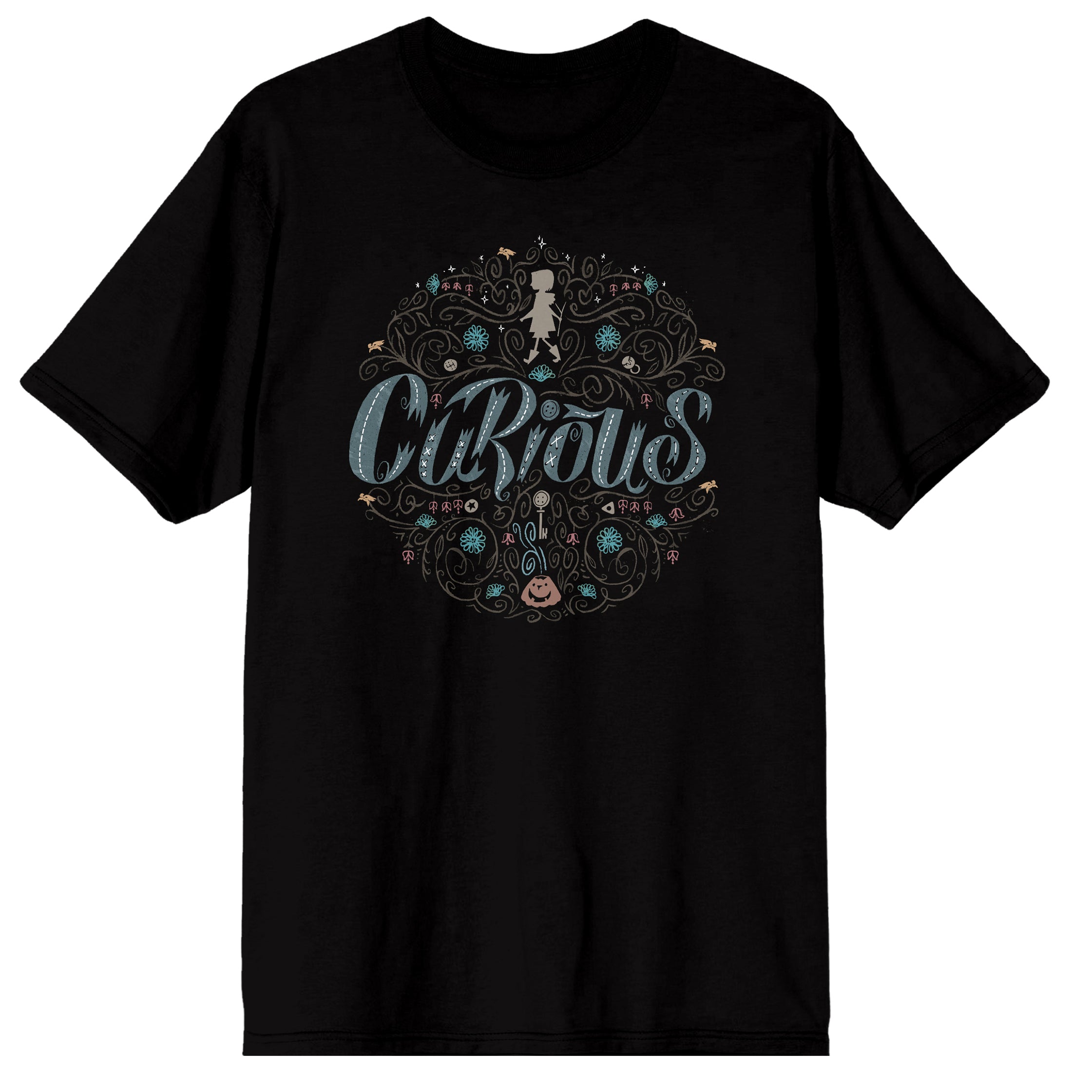 Coraline Curious Circle Adult Black Crew Neck Short Sleeve T-shirt