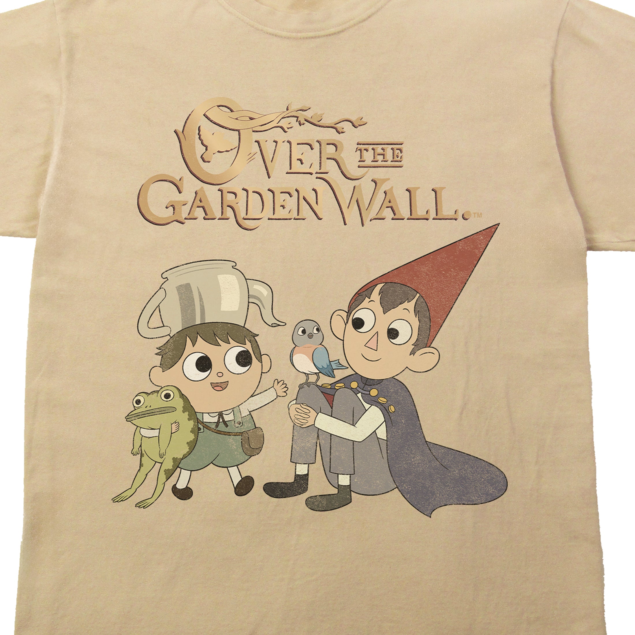 Over The Garden Wall Characters Sitting Adult Sand Crew Neck Short Sleeve T-shirt
