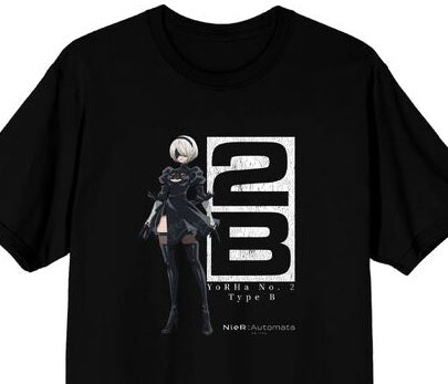 NieR Automata 2B Character Pose Adult Black Crew Neck Short Sleeve T-shirt