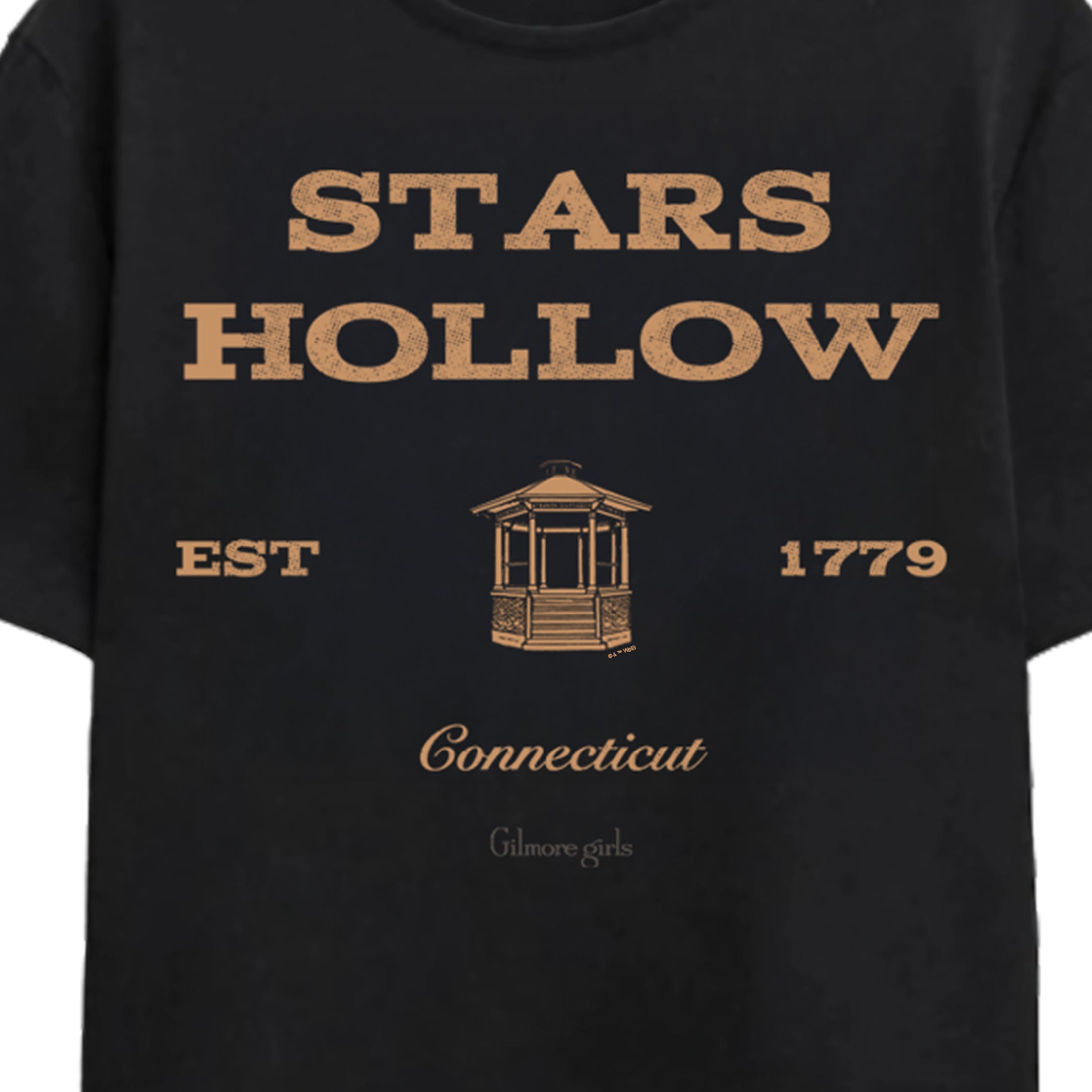 Gilmore Girls Stars Hollow School Days Gazebo Adult Black Crew Neck Short Sleeve T-shirt
