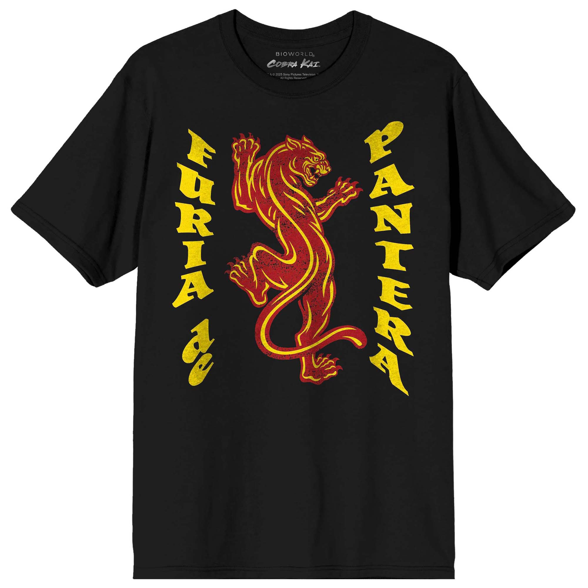 Cobra Kai Furia De Pantera Adult Black Crew Neck Short Sleeve T-shirt