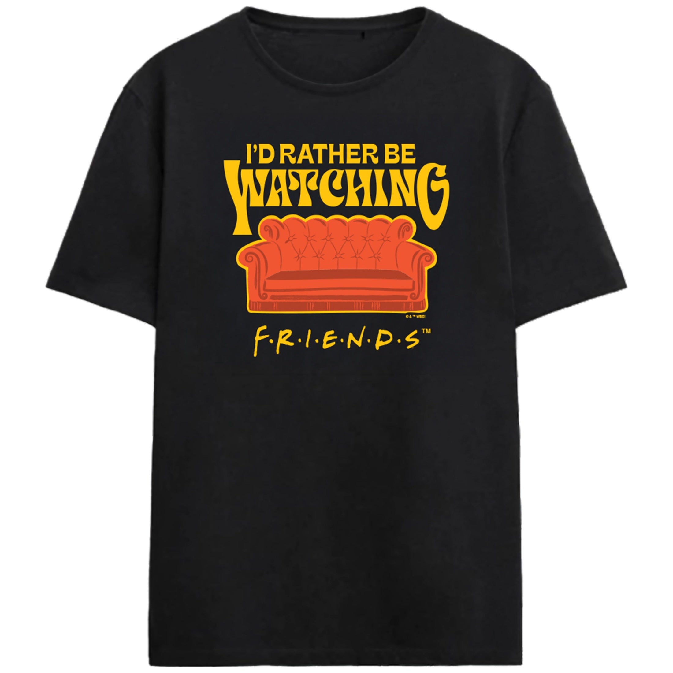 Friends TV I'd Rather Be Watching Friends Adult Black Crew Neck Short Sleeve T-shirt