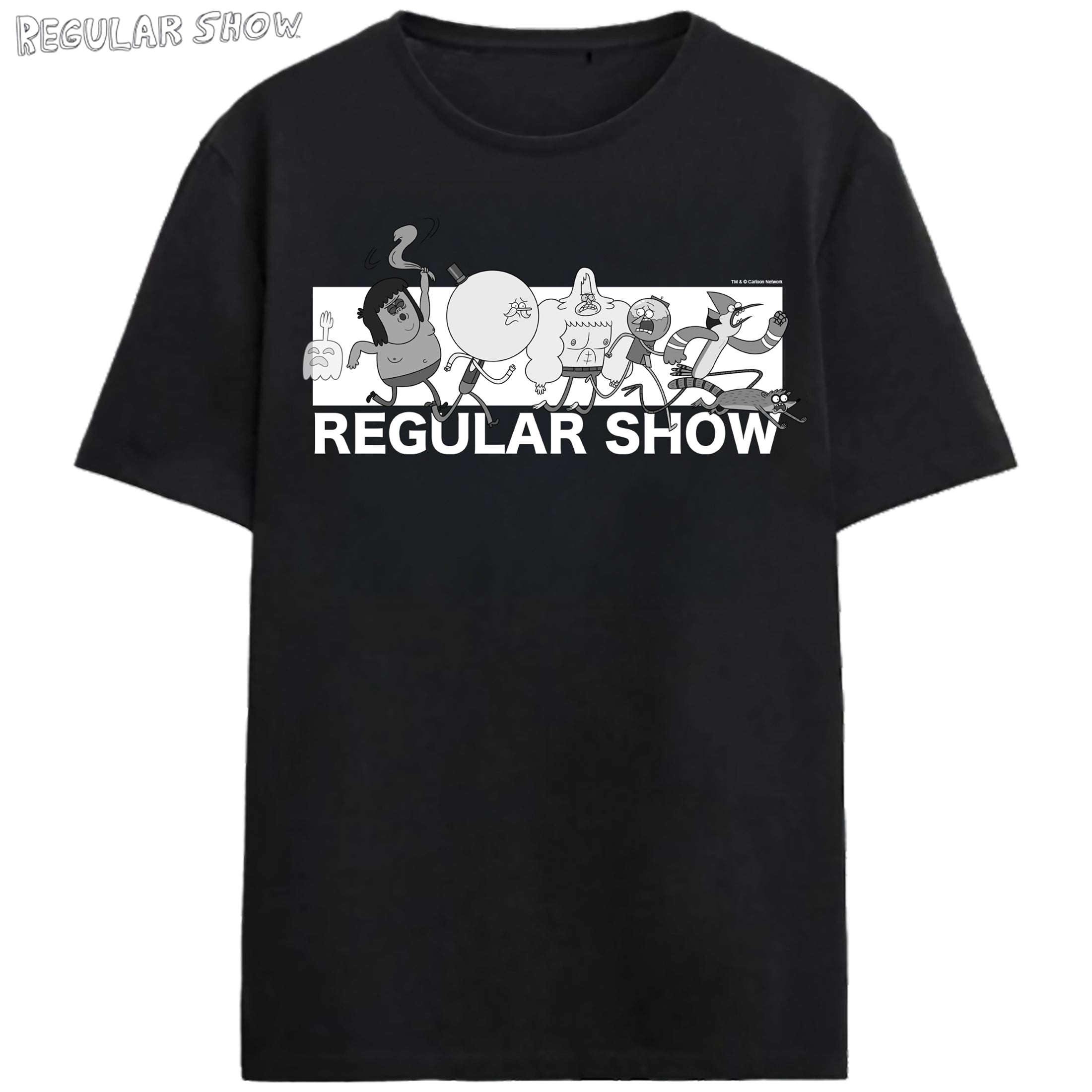 Regular Show Run Away On Black Adult Crew Neck Short Sleeve T-shirt