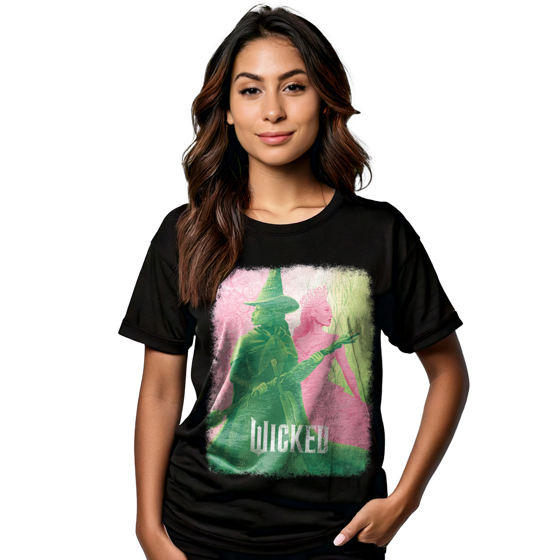 Wicked: Part 1 Duo in Color on Black Short Sleeve Adult T-Shirt