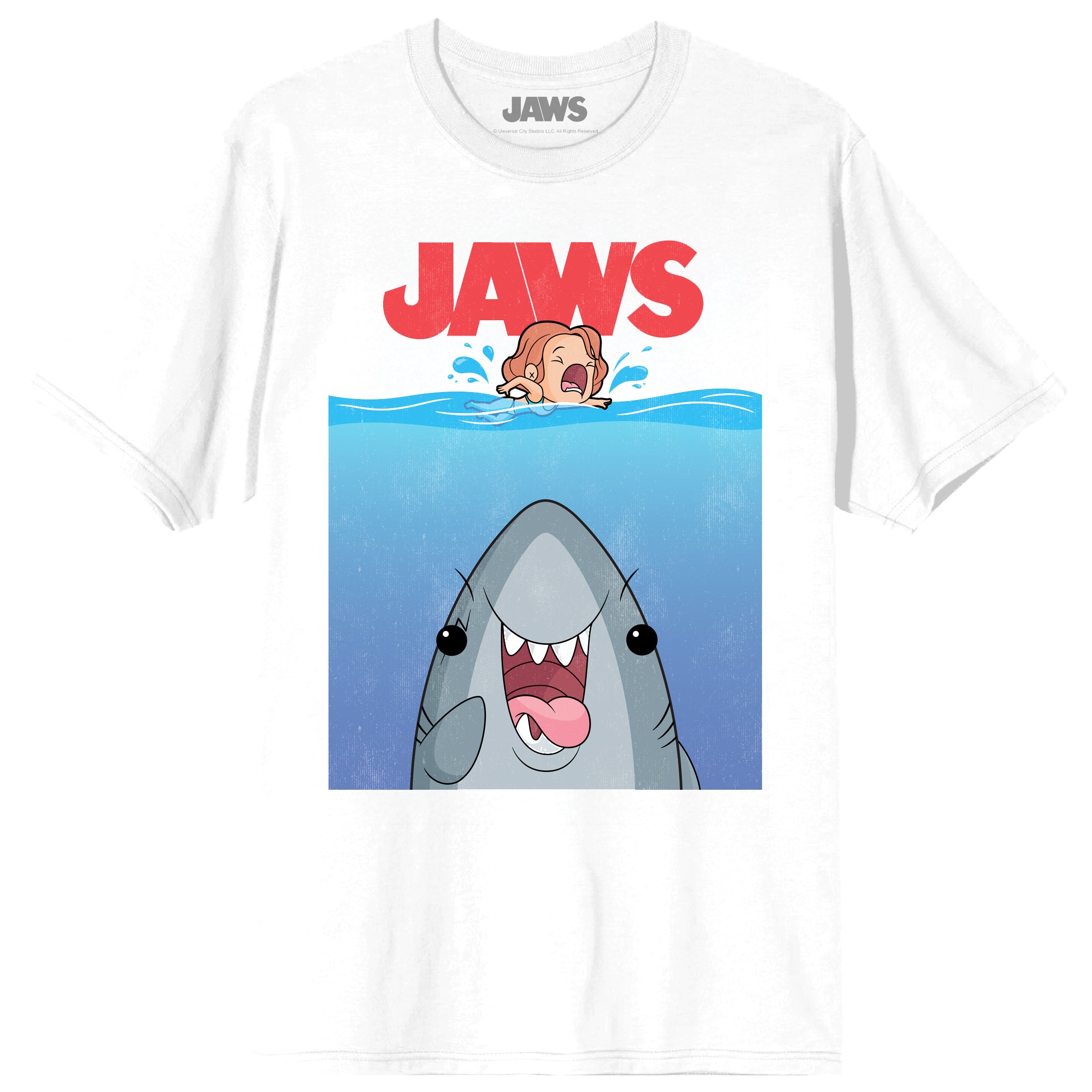 Jaws Franchise Kawaii Poster on white Adult Crew Neck Short Sleeve T-shirt