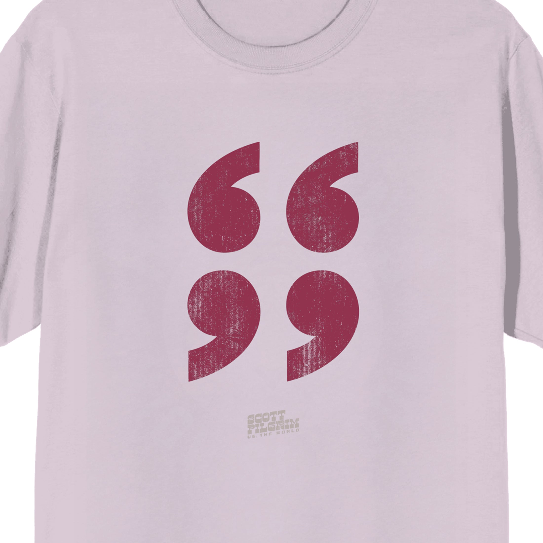 Scott Pilgrim vs. the World Air Quotes on Pink Adult T-Shirt