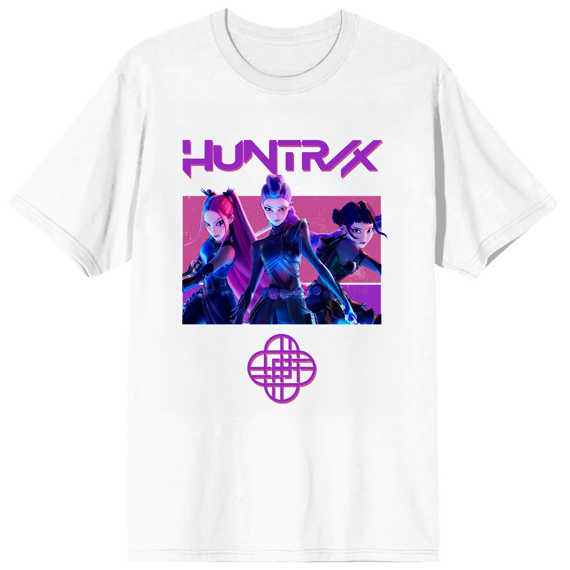 KPop Demon Hunters Huntrix Trio in Color on White Short Sleeve Adult T Shirt