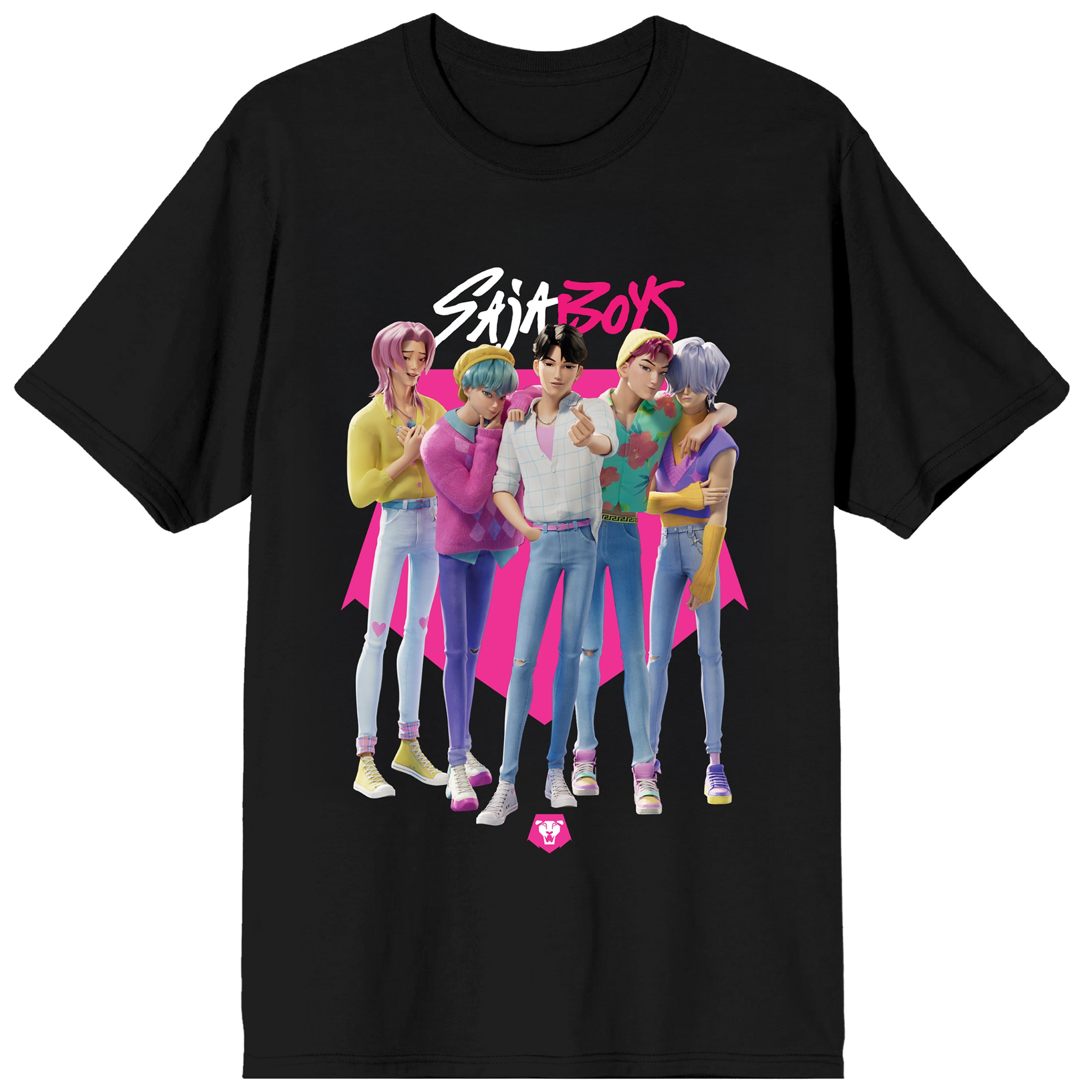 KPop Demon Hunters Saja Boys on Black Short Sleeve Adult T Shirt