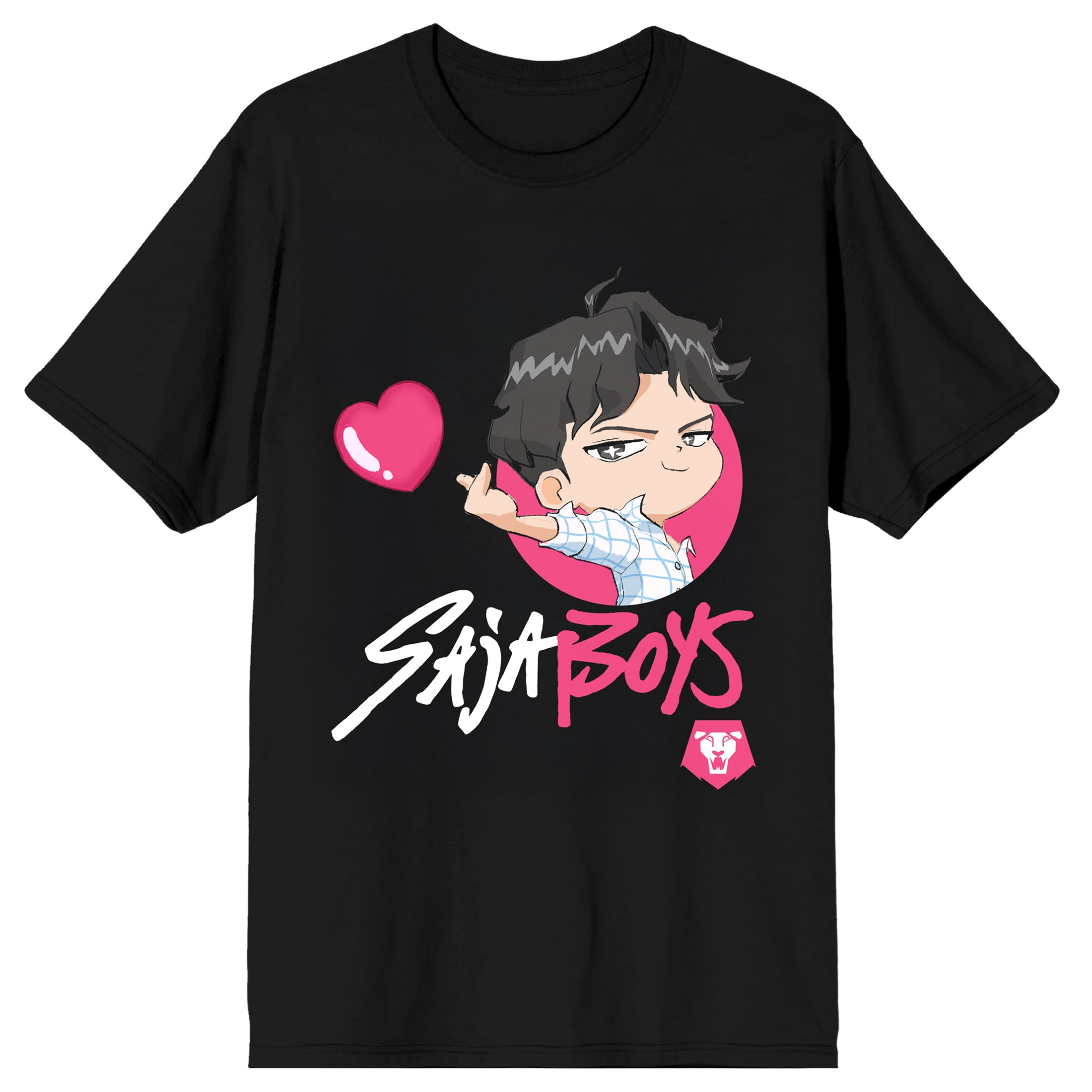 KPop Demon Hunters Saja Boys Jinu Heart on Black Short Sleeve Adult T Shirt