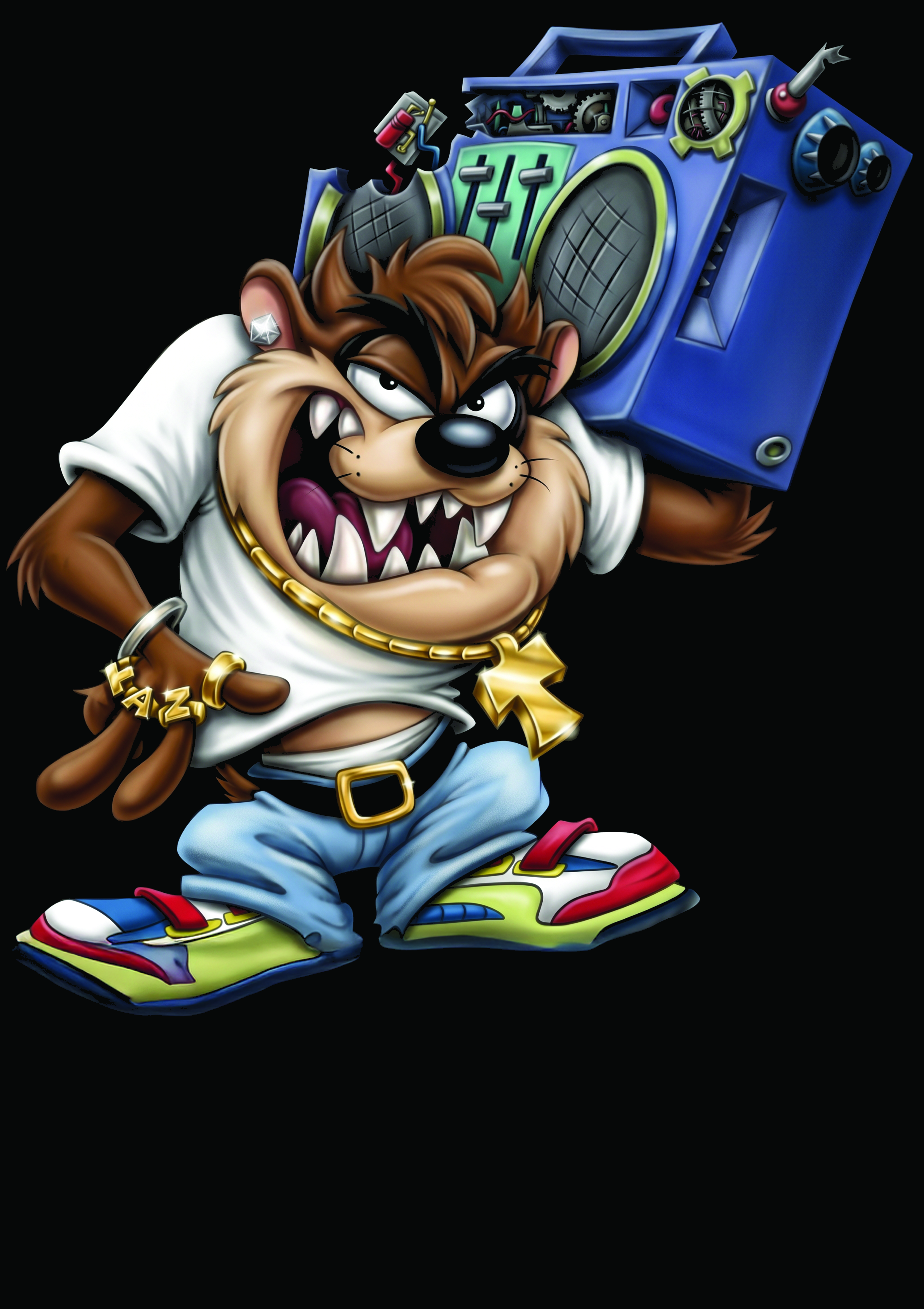 Looney Tunes Boombox Taz Bling Short Sleeve Tee for Adults