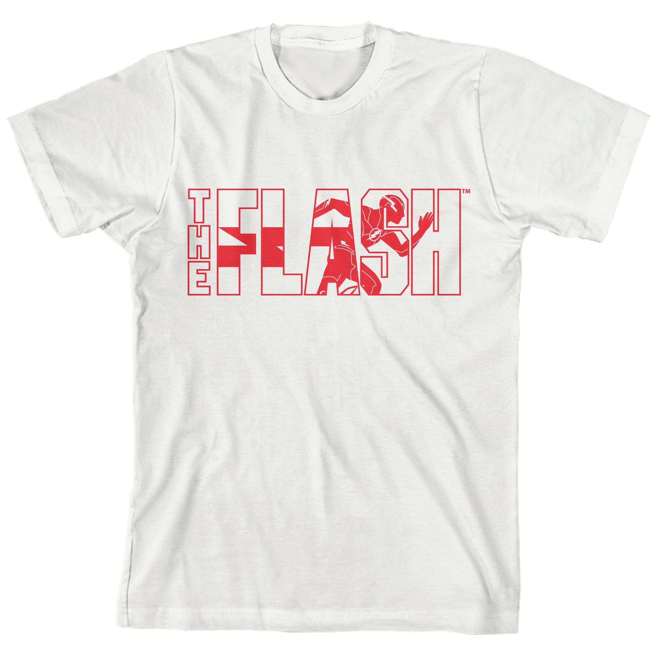 The Flash Movie Character In Name Text Boy's White T-shirt