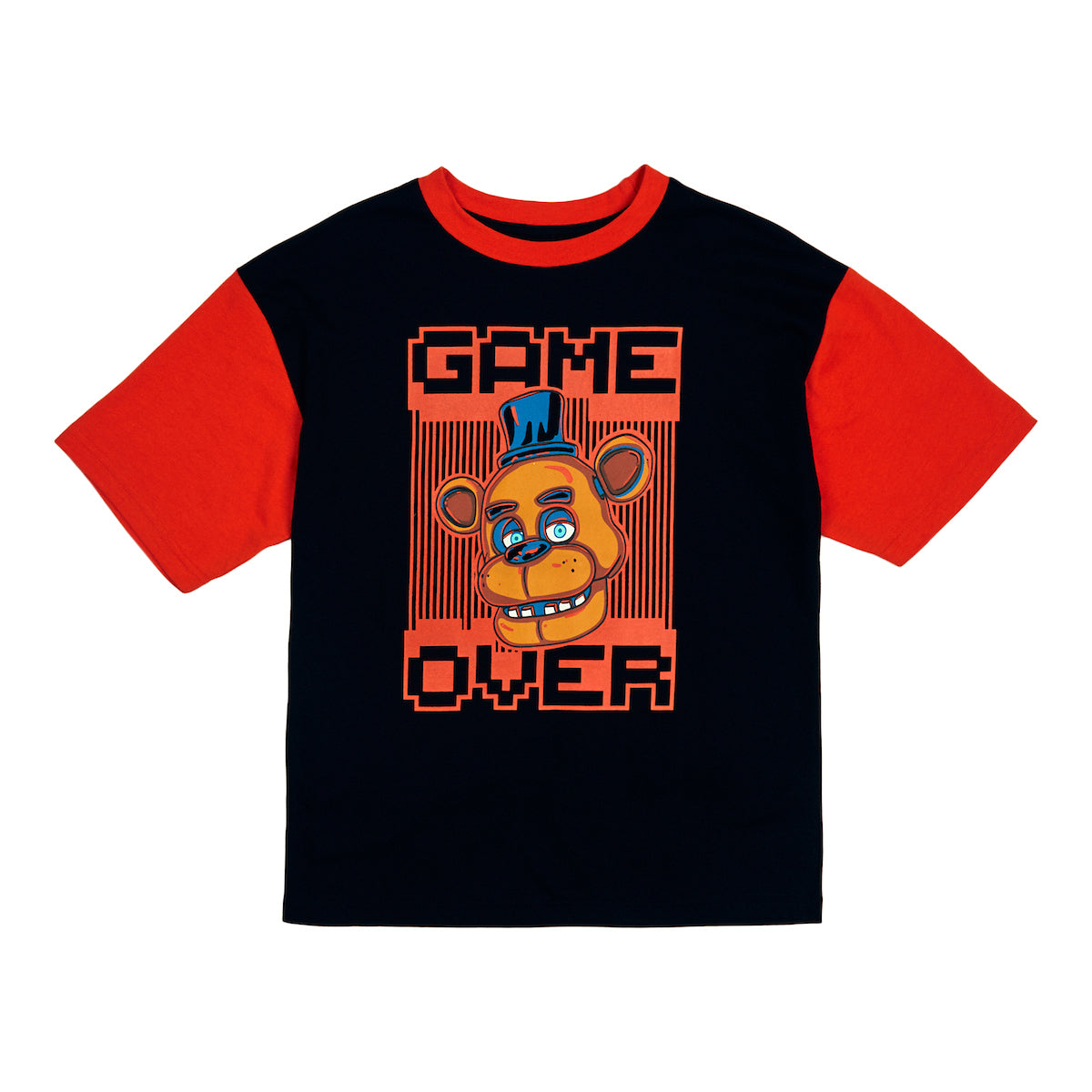 Five Nights At Freddy's Game Over Crew Neck Short Sleeve Boy's Colorblock T-shirt