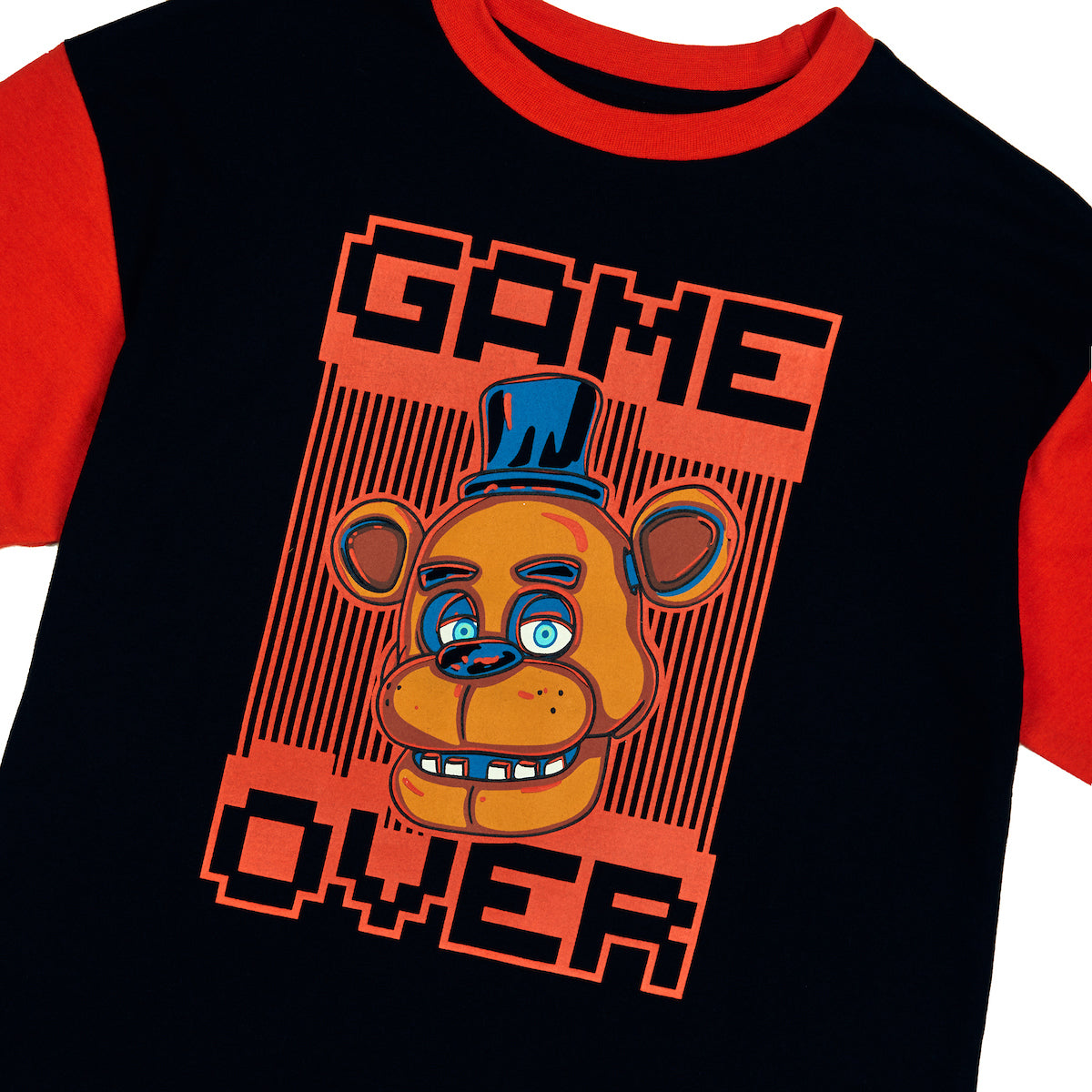 Five Nights At Freddy's Game Over Crew Neck Short Sleeve Boy's Colorblock T-shirt