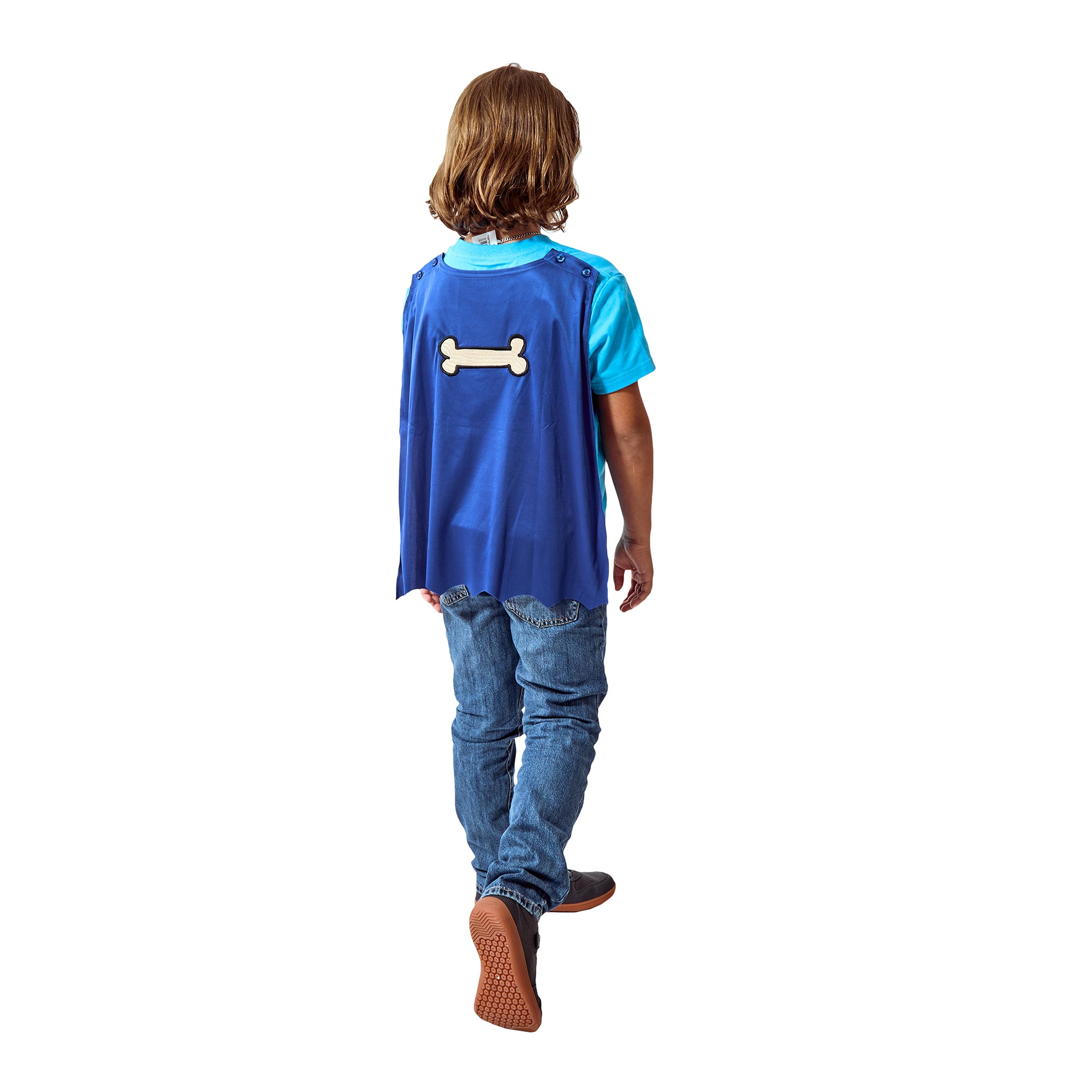 Dog Man Superhero Costume Boy's Blue Crew Neck Short Sleeve T-shirt With Detachable Cape