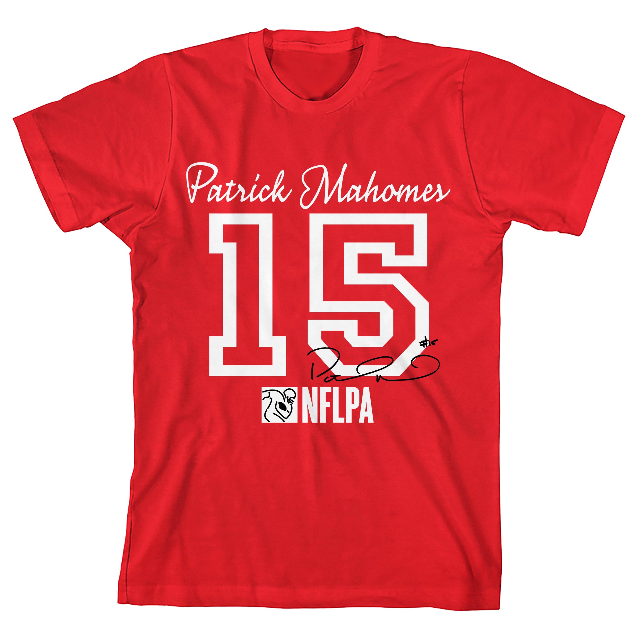NFLPA Patrick Mahomes 15 Youth Red Crew Neck Short Sleeve T-shirt