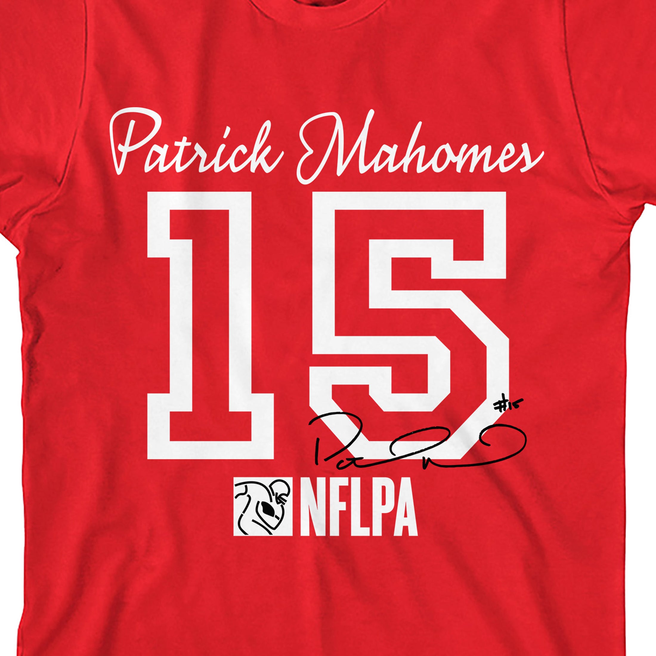 NFLPA Patrick Mahomes 15 Youth Red Crew Neck Short Sleeve T-shirt