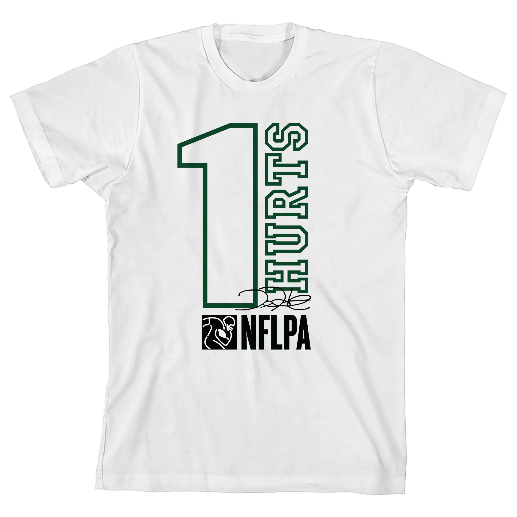 NFLPA Jalen Hurts 1 Youth White Crew Neck Short Sleeve T-shirt