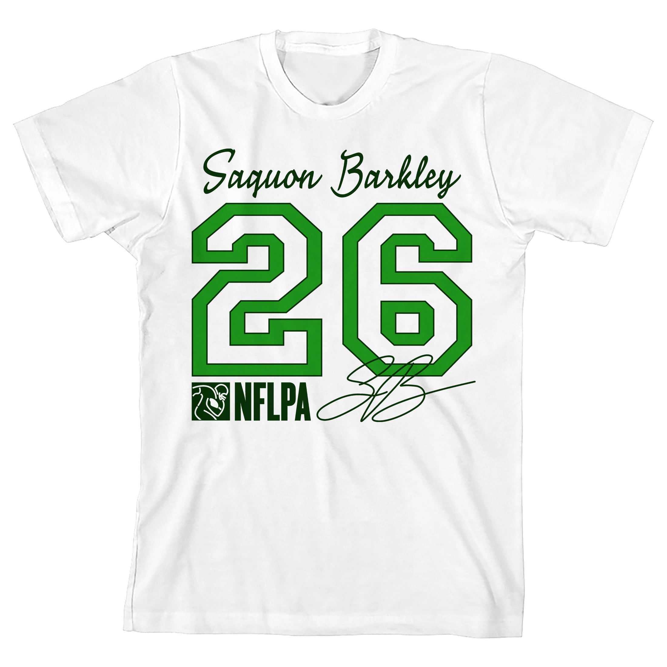 NFLPA Saquon Barkley 26 Youth White Crew Neck Short Sleeve T-shirt